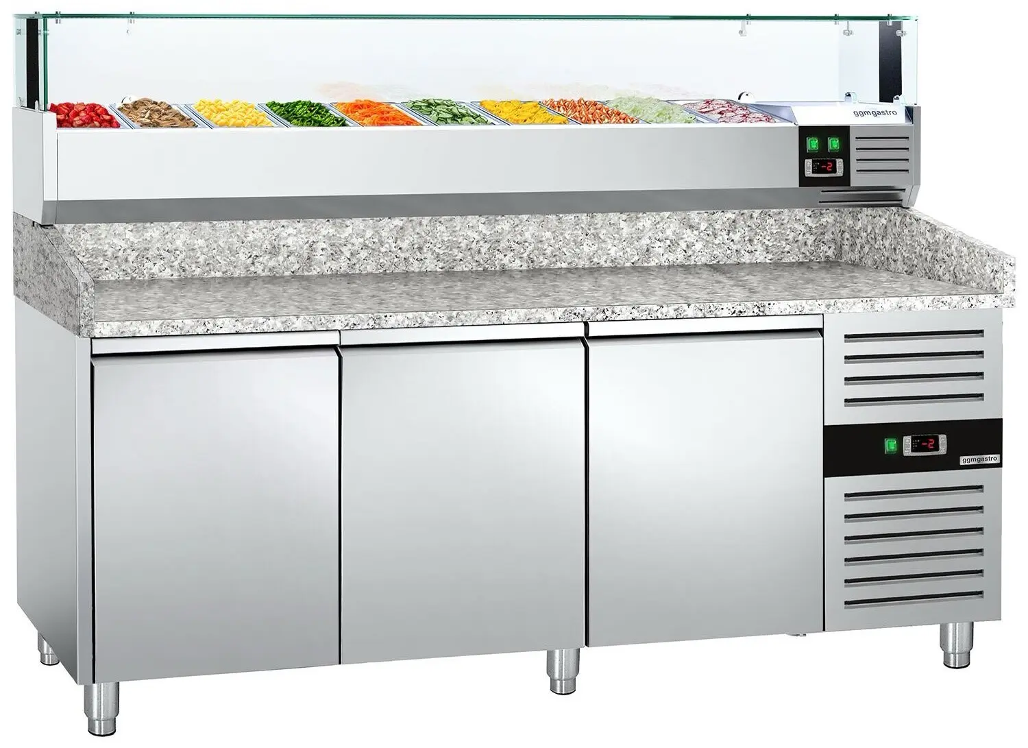 Холодильный стол для пиццы GGM Gastro POS208ND#AGS203LND (Inox)