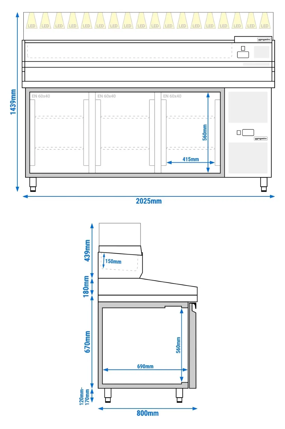 Холодильный стол для пиццы GGM Gastro POS208ND#AGS204LND (Inox) - 7