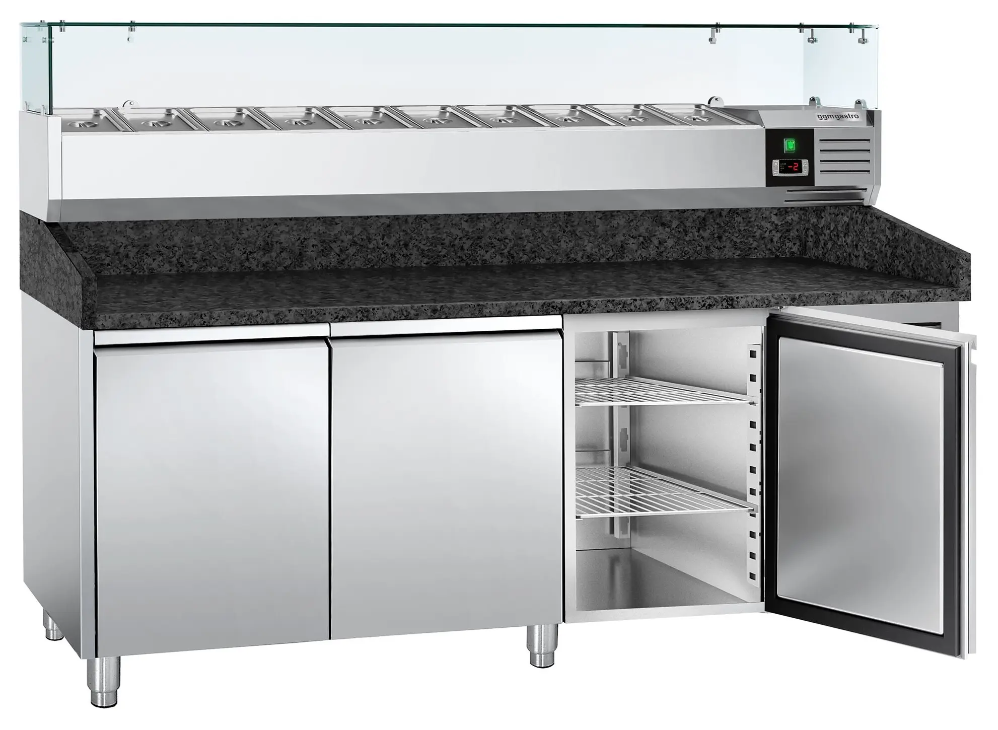 Холодильный стол для пиццы GGM Gastro POS208SG#AGG203ND (Inox) - 3