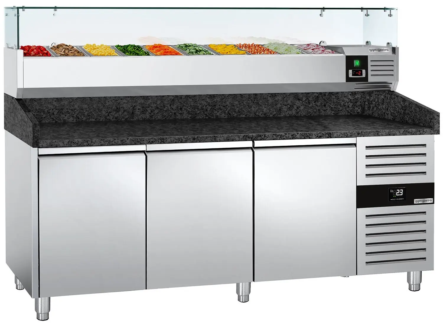 Холодильный стол для пиццы GGM Gastro POS208SG#AGG203ND (Inox)