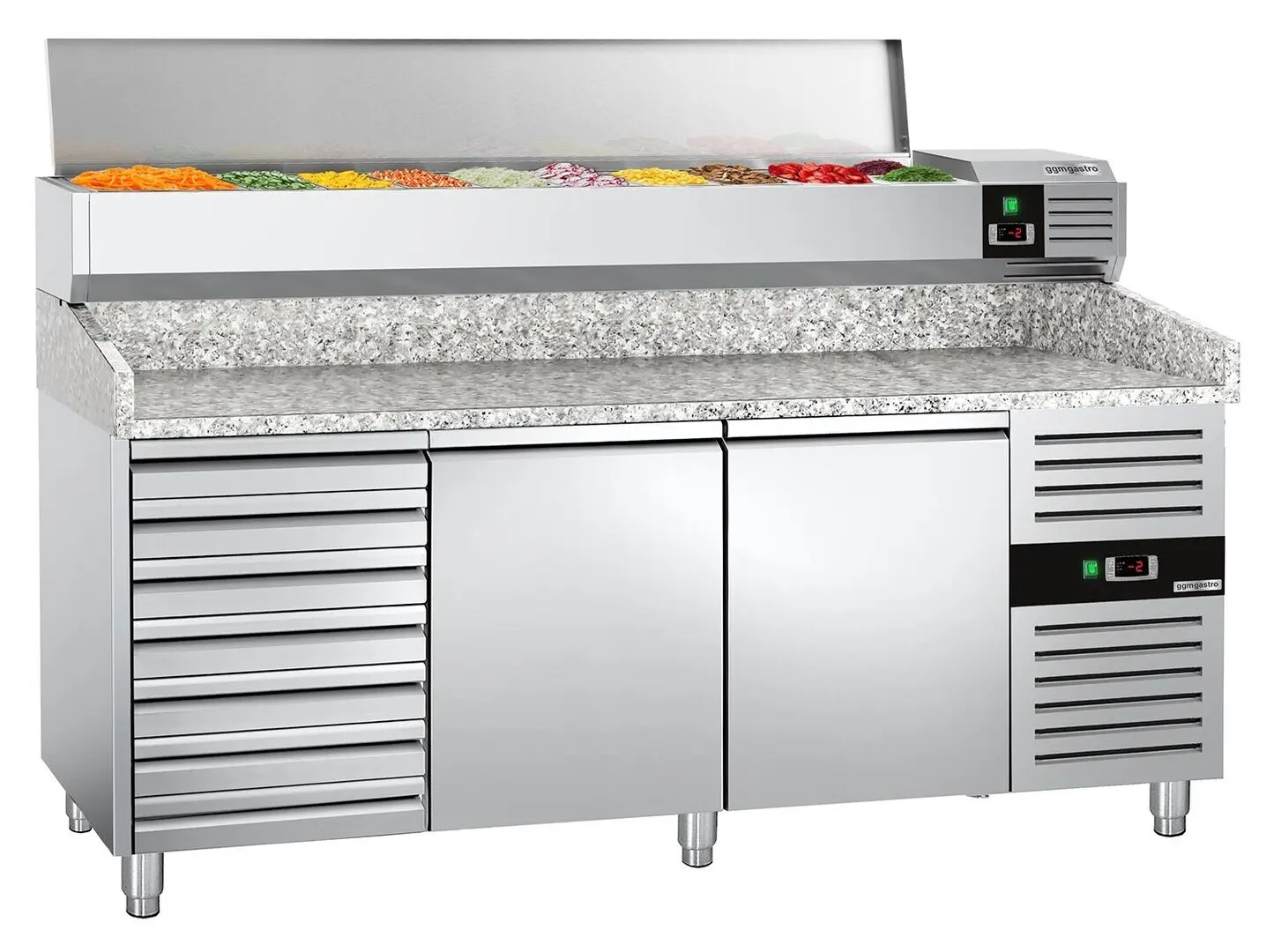 Холодильный стол для пиццы GGM Gastro POS208SND#AGG203END (Inox)