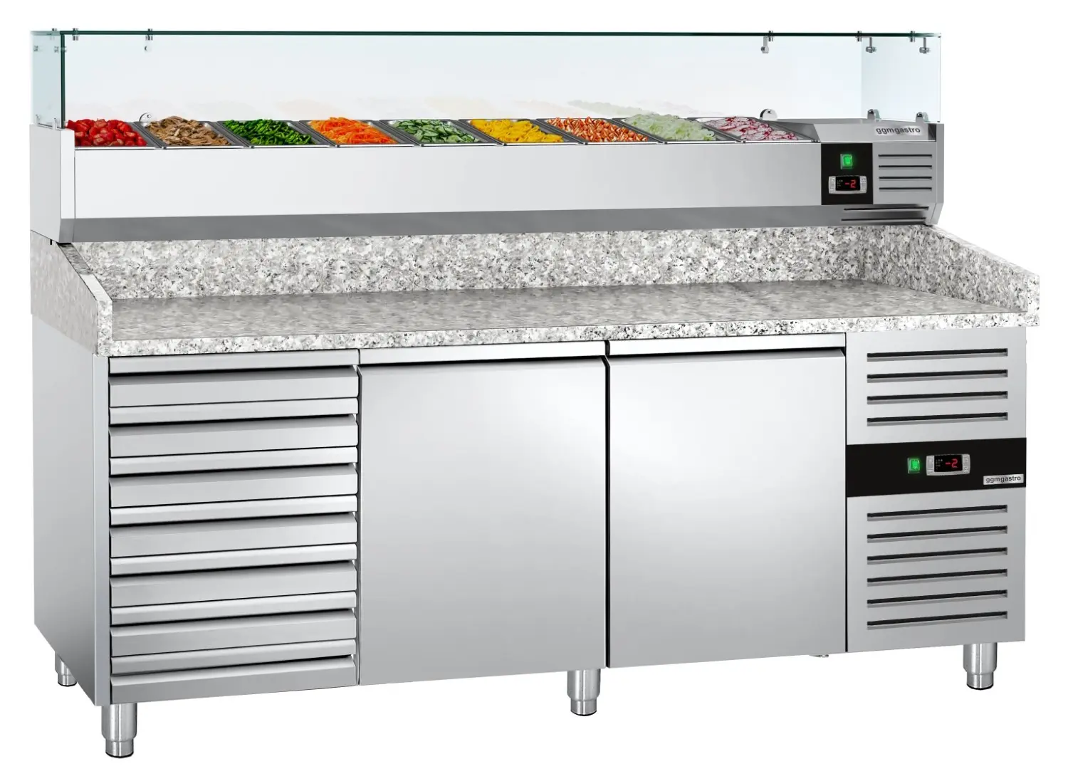 Masa frigorifica pentru pizza GGM Gastro POS208SND#AGG203ND (Inox)