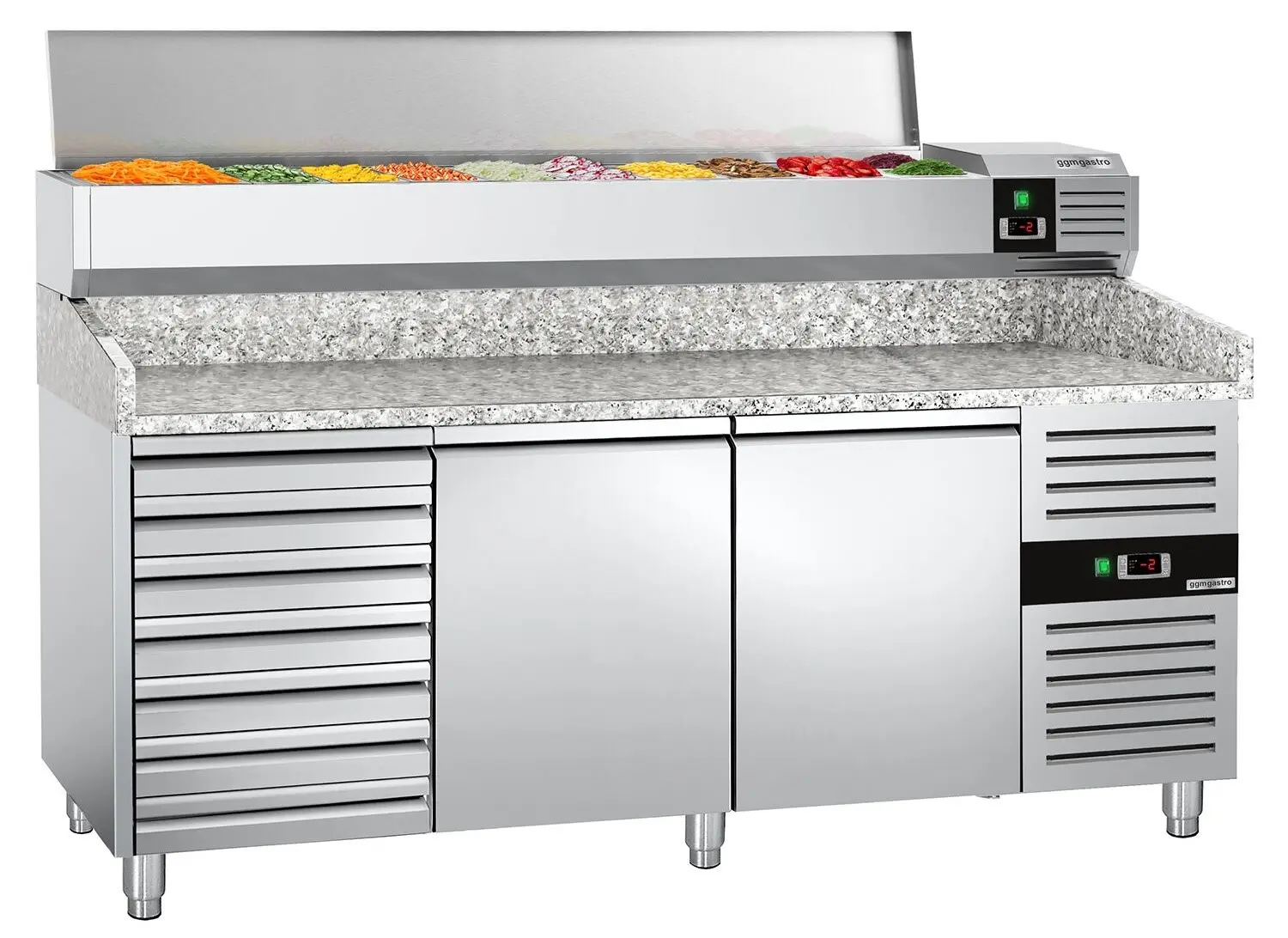 Холодильный стол для пиццы GGM Gastro POS208SND#AGG204END (Inox)