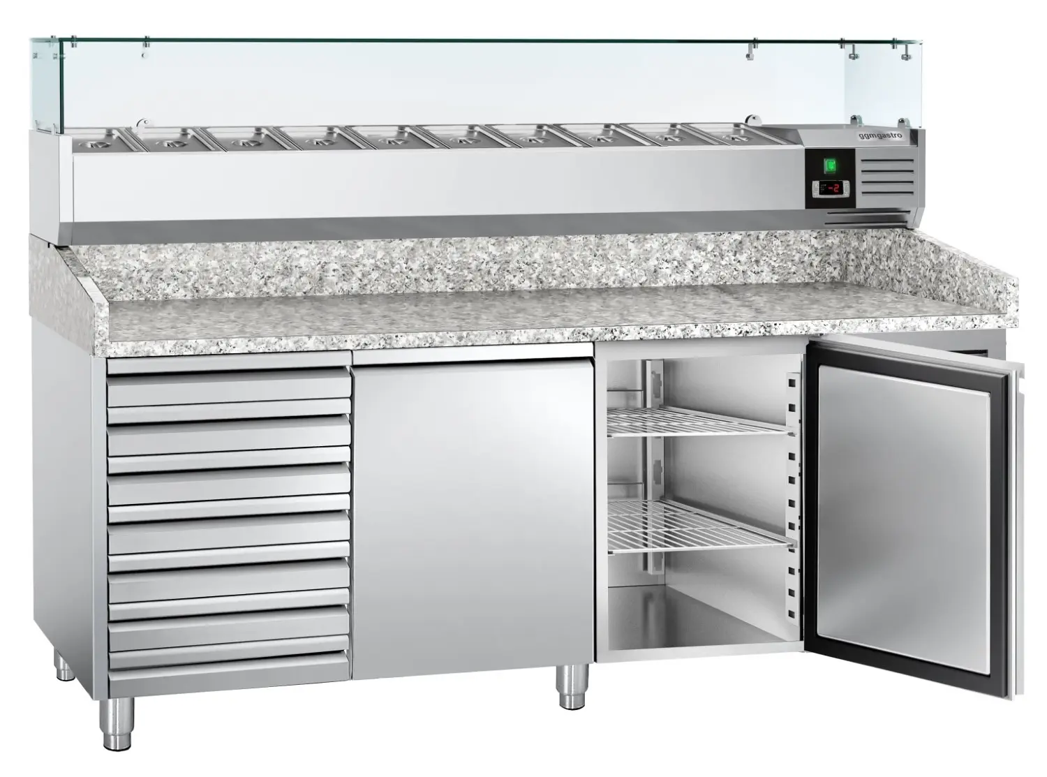 Холодильный стол для пиццы GGM Gastro POS208SND#AGG204ND (Inox) - 2