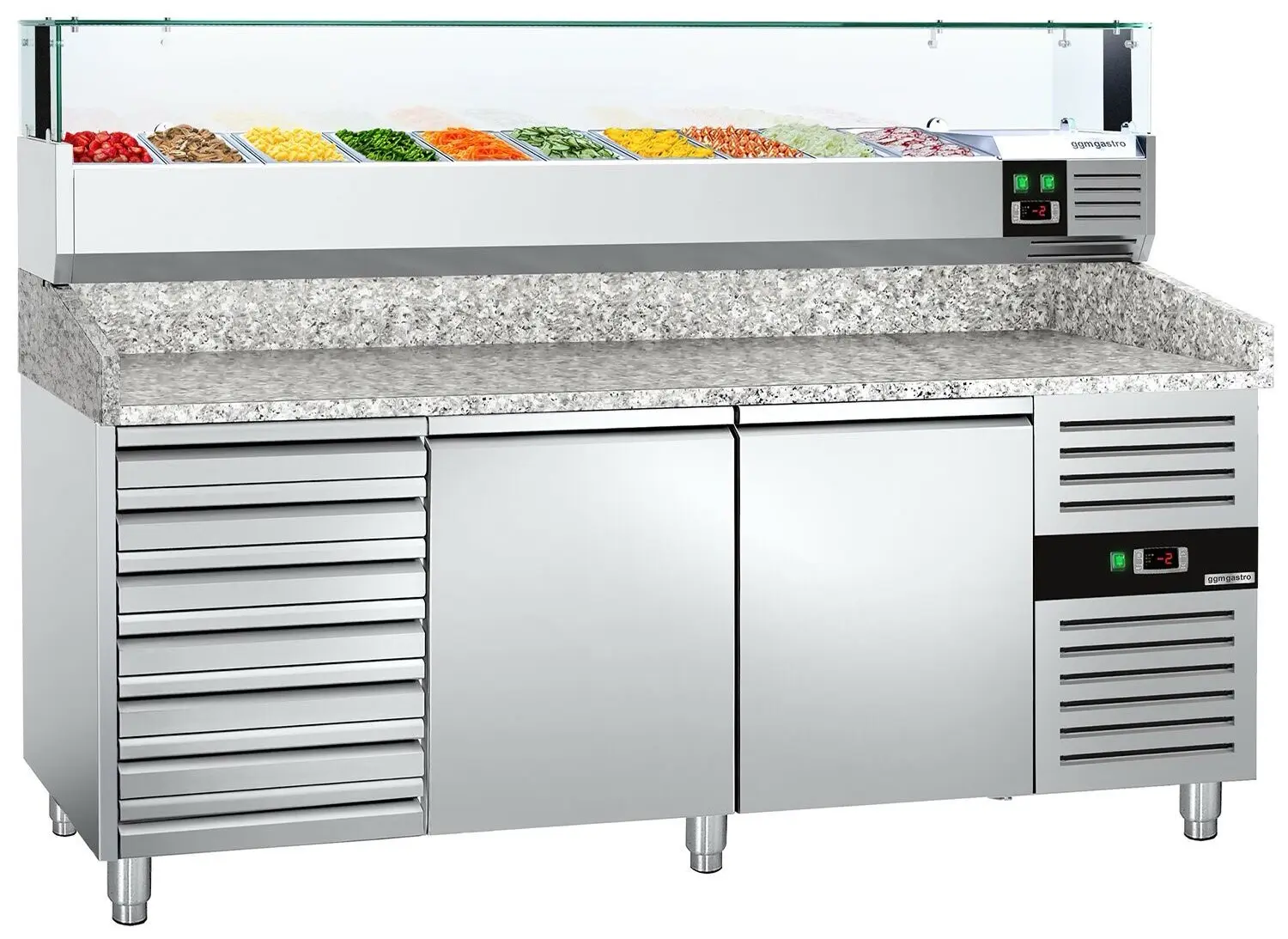 Masa frigorifica pentru pizza GGM Gastro POS208SND#AGS203LND (Inox)
