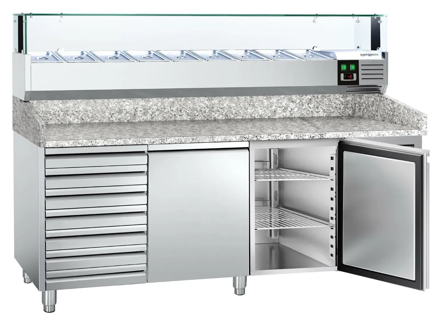 Холодильный стол для пиццы GGM Gastro POS208SND#AGS204LND (Inox) - 2