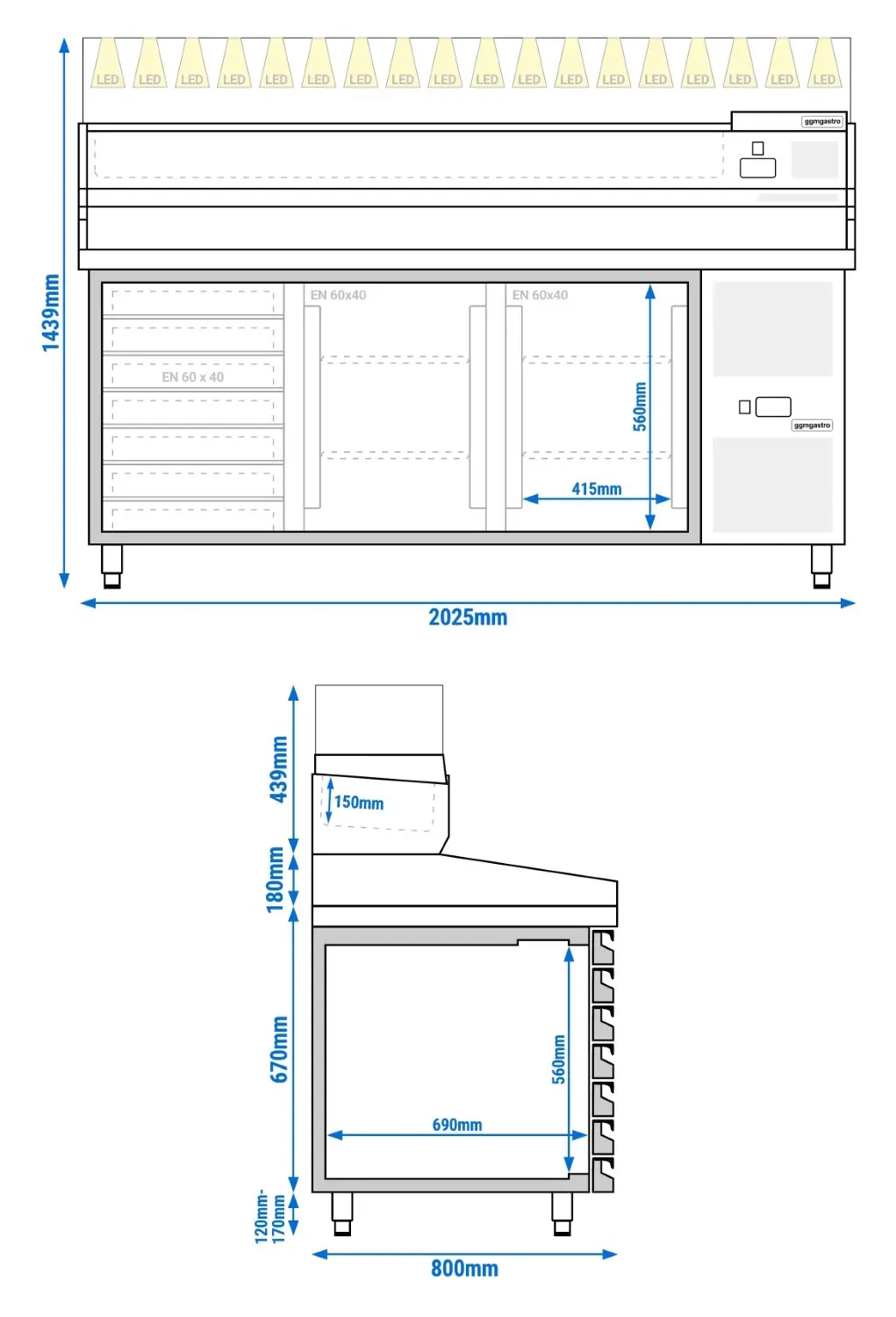 Холодильный стол для пиццы GGM Gastro POS208SND#AGS204LND (Inox) - 7