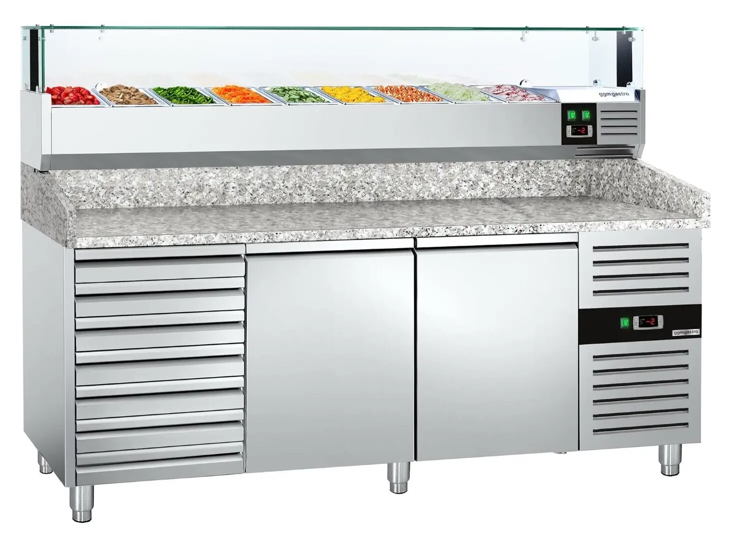 Холодильный стол для пиццы GGM Gastro POS208SND#AGS204LND (Inox)