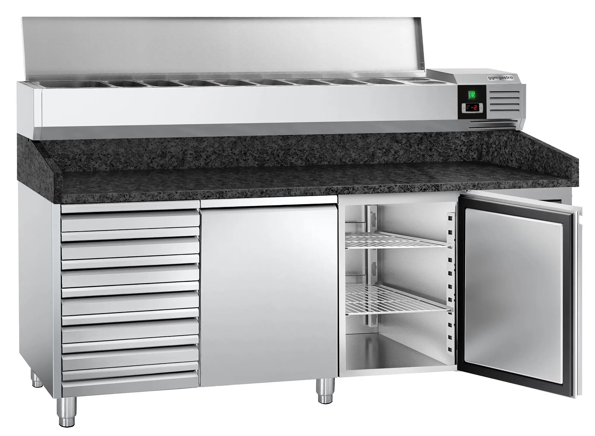 Холодильный стол для пиццы GGM Gastro POS208SSG#AGG203END (Inox) - 4