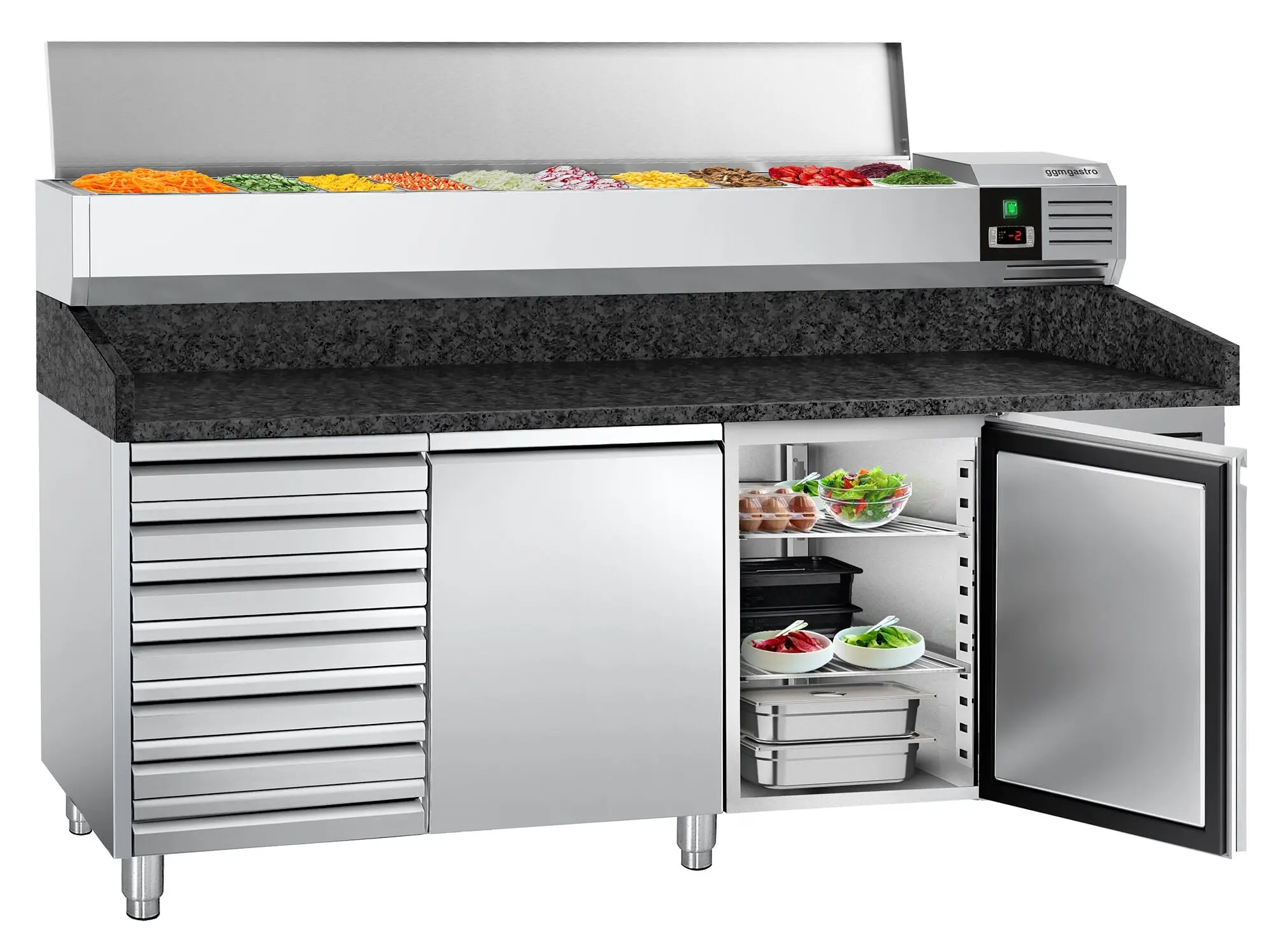 Холодильный стол для пиццы GGM Gastro POS208SSG#AGG203END (Inox) - 5