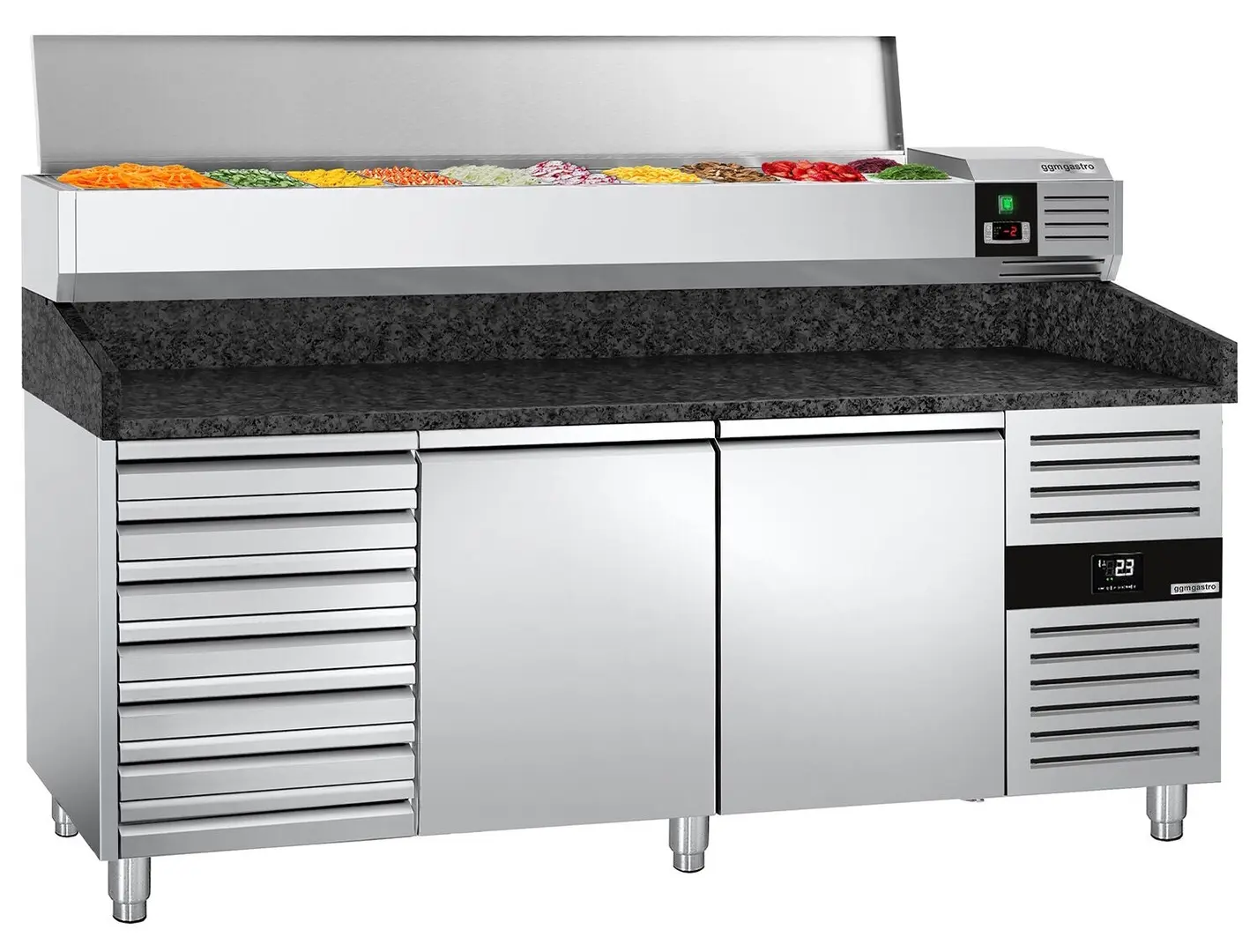 Холодильный стол для пиццы GGM Gastro POS208SSG#AGG203END (Inox)