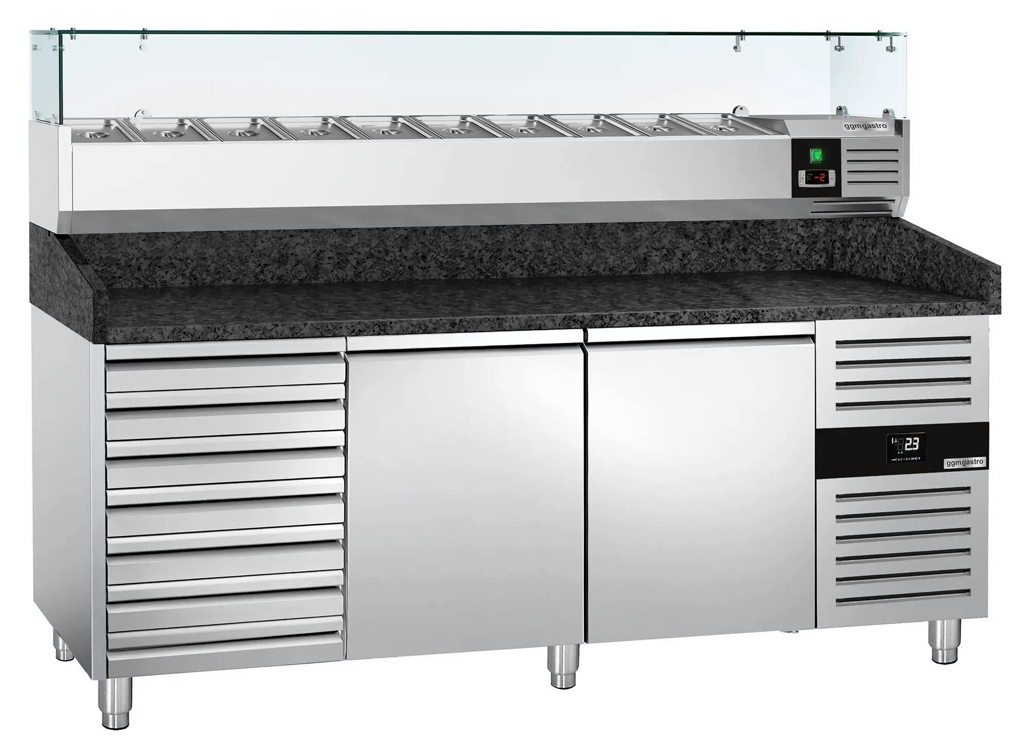 Холодильный стол для пиццы GGM Gastro POS208SSG#AGG203ND (Inox) - 2