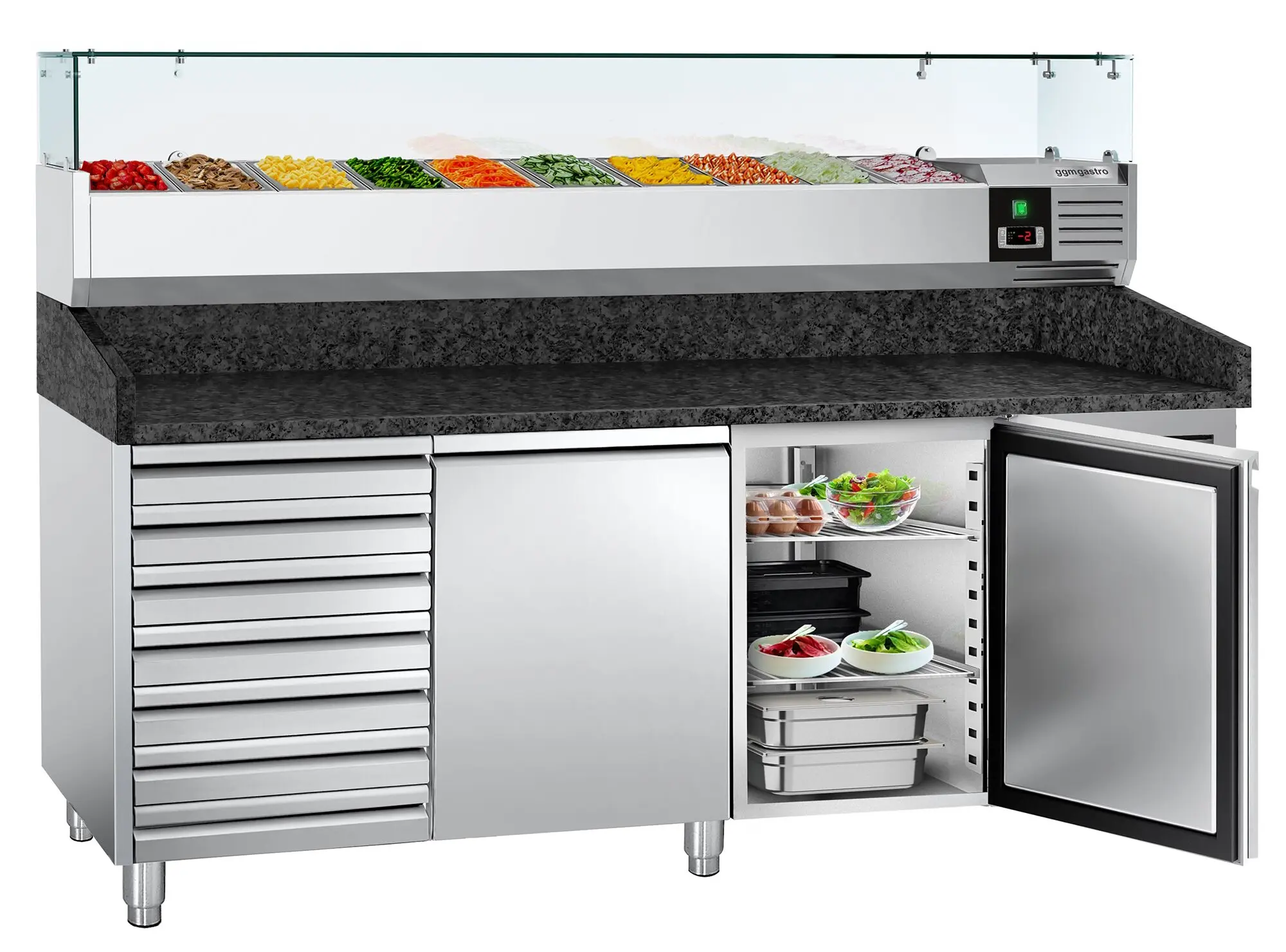 Холодильный стол для пиццы GGM Gastro POS208SSG#AGG203ND (Inox) - 4