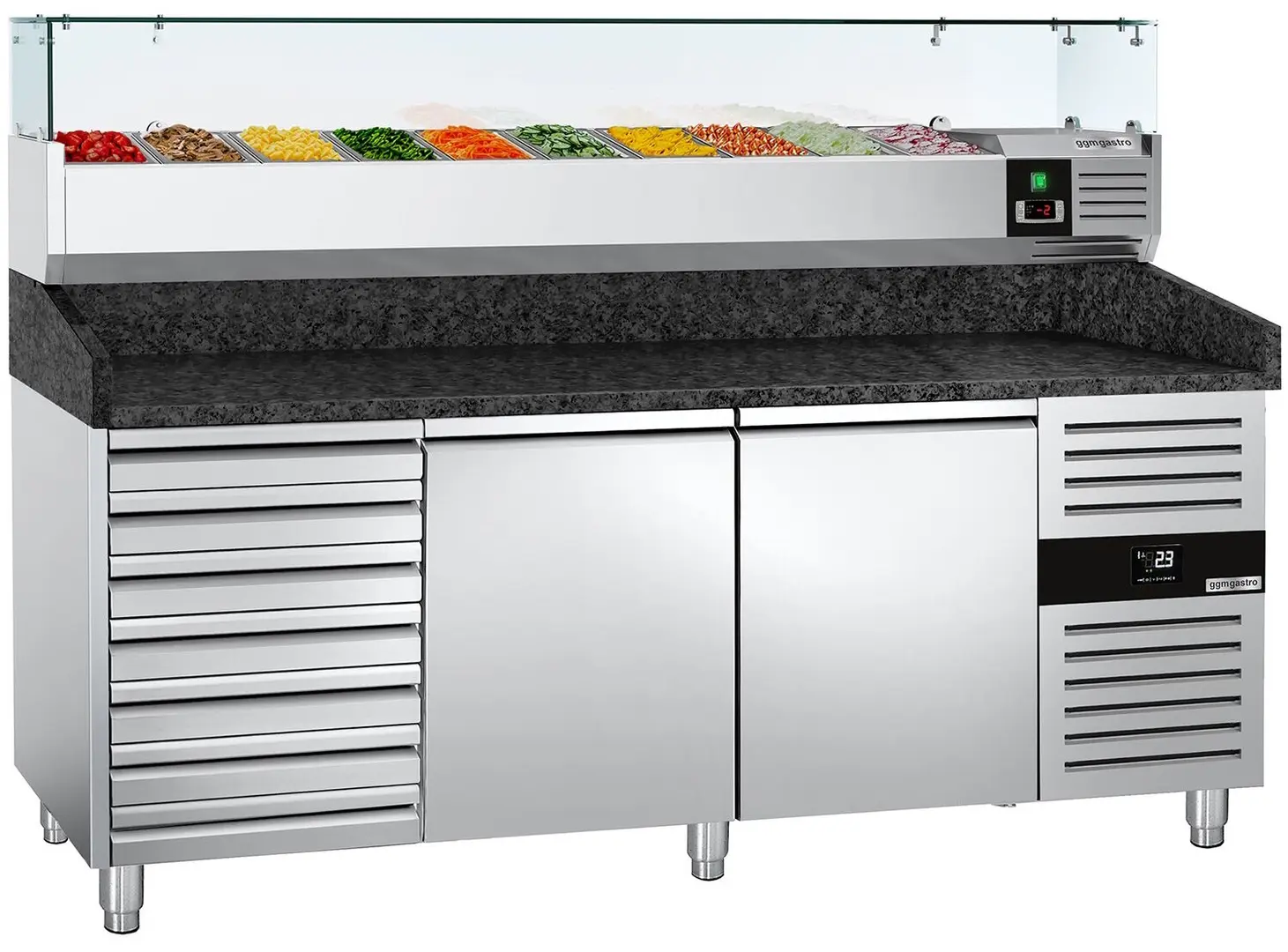 Холодильный стол для пиццы GGM Gastro POS208SSG#AGG203ND (Inox)