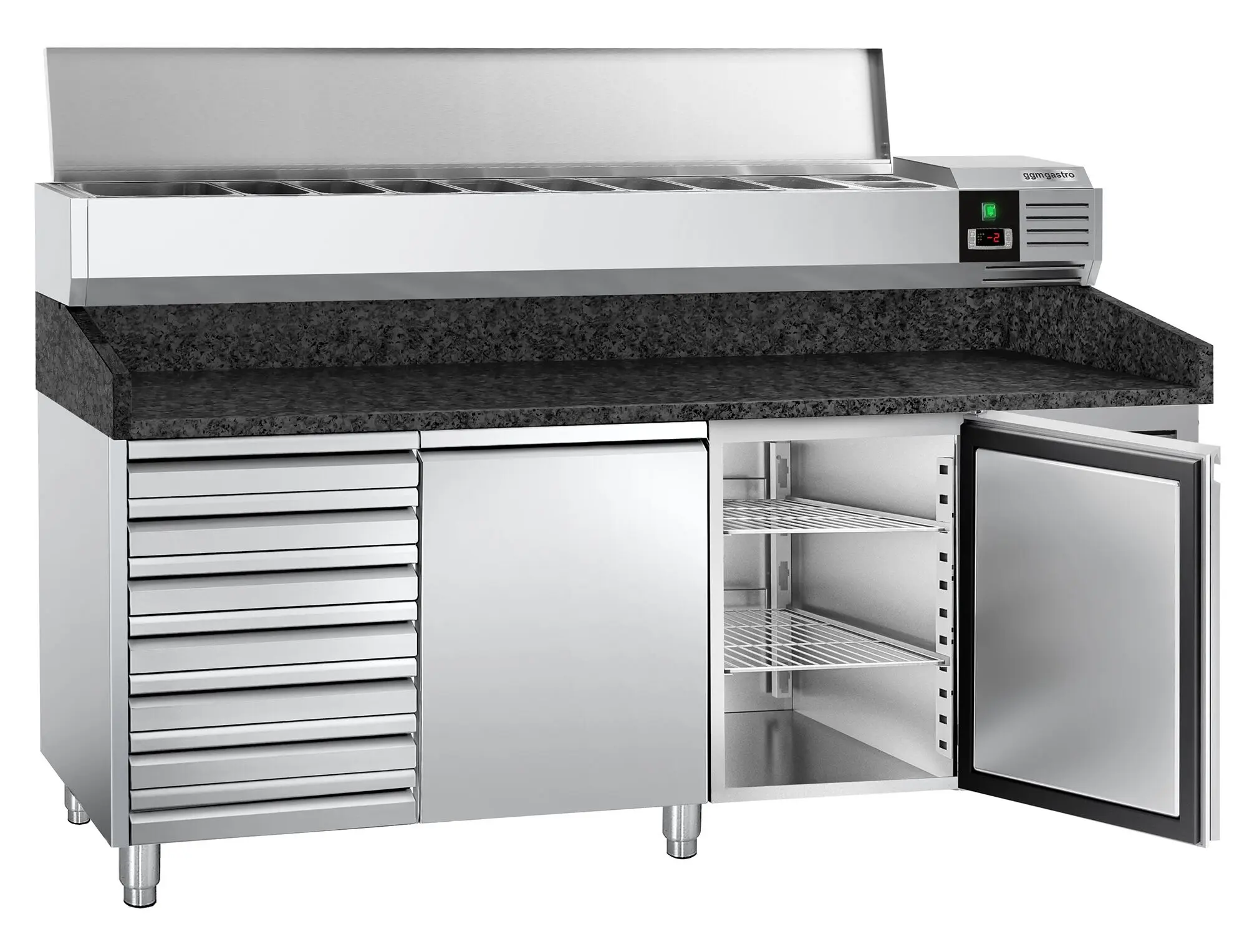 Холодильный стол для пиццы GGM Gastro POS208SSG#AGG204END (Inox) - 4