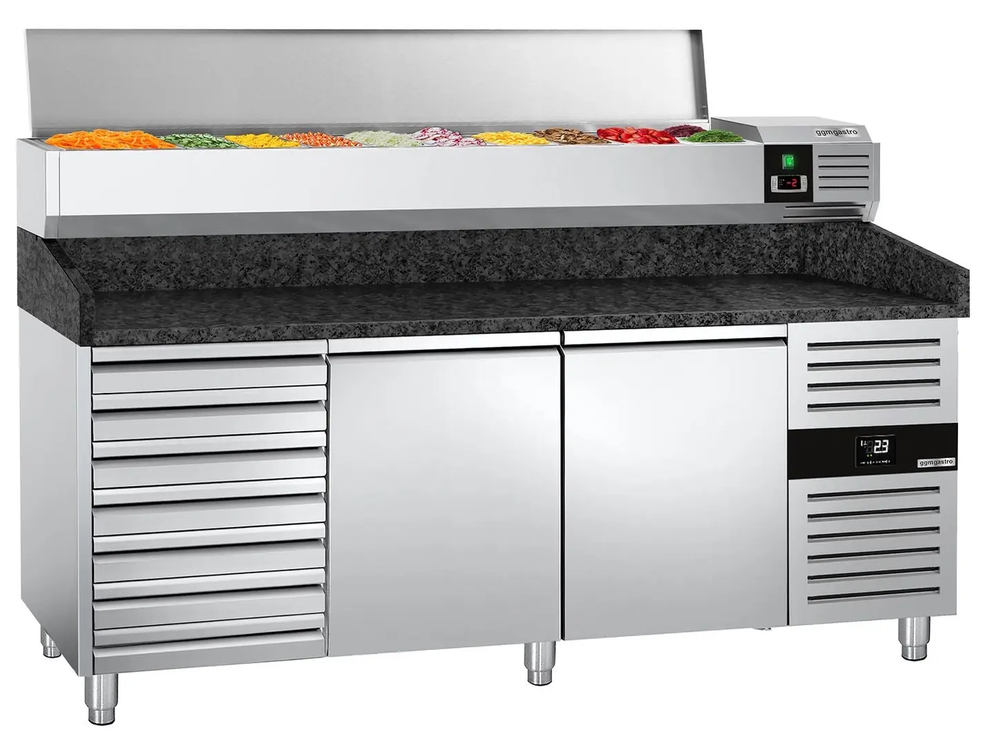 Холодильный стол для пиццы GGM Gastro POS208SSG#AGG204END (Inox)