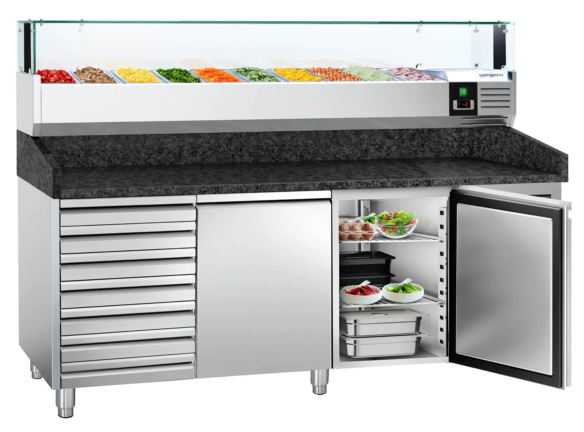 Masa frigorifica pentru pizza GGM Gastro POS208SSG#AGS203LND (Inox) - 2
