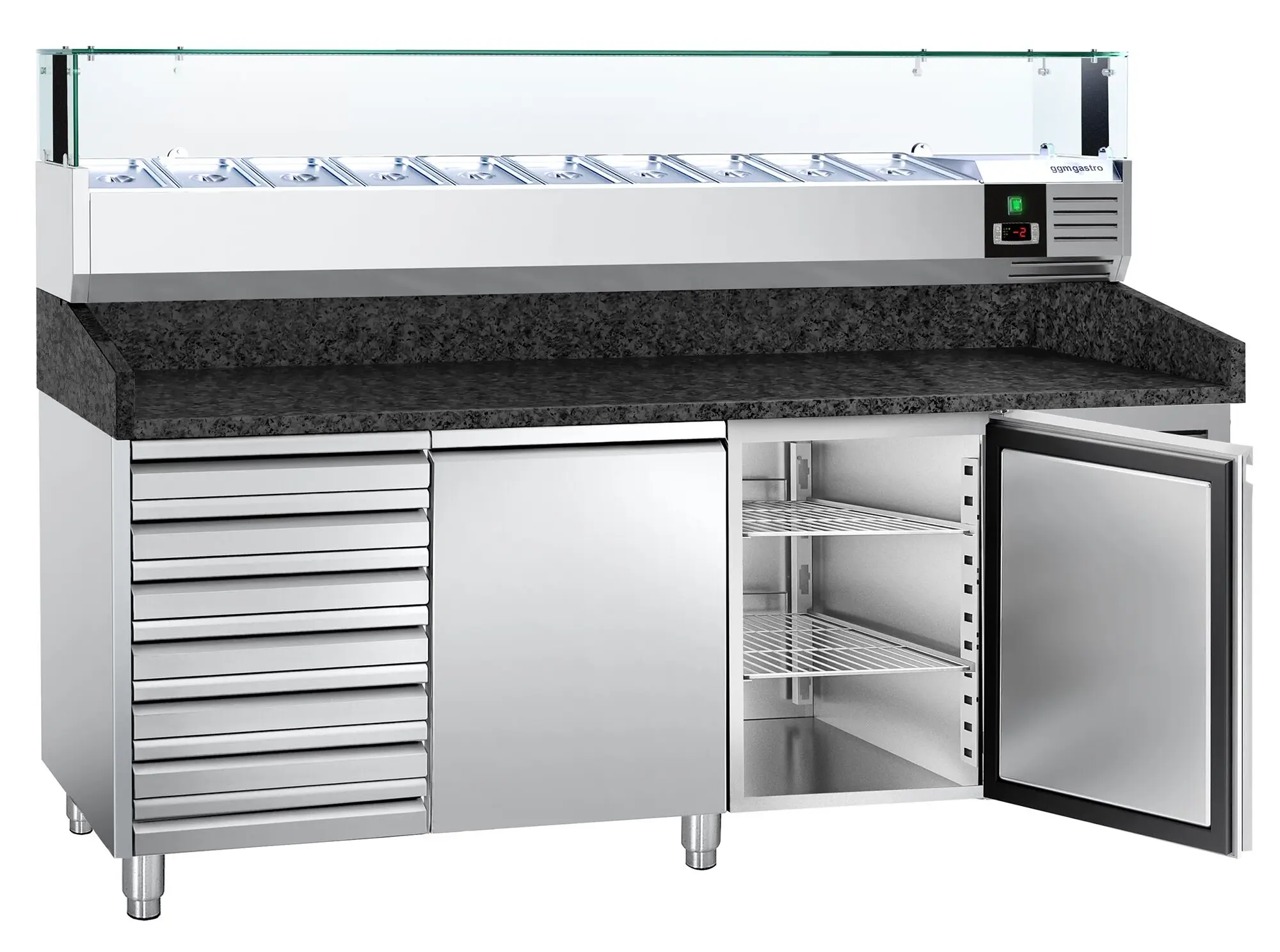 Masa frigorifica pentru pizza GGM Gastro POS208SSG#AGS203LND (Inox) - 3