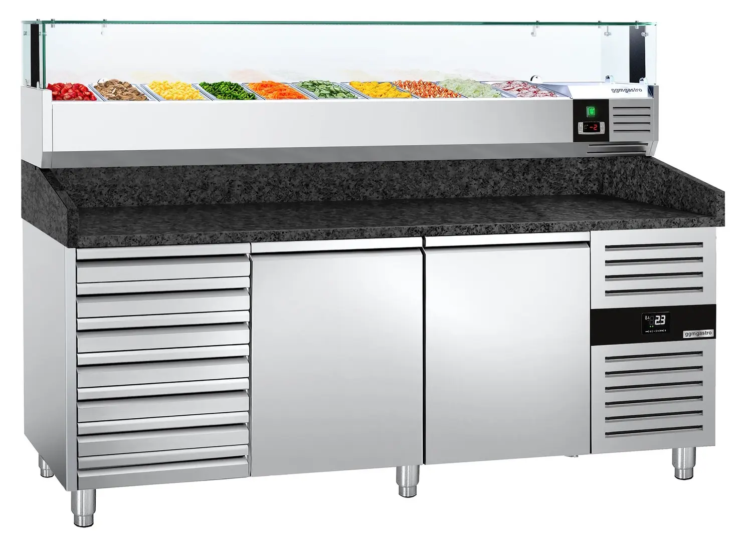 Masa frigorifica pentru pizza GGM Gastro POS208SSG#AGS203LND (Inox)