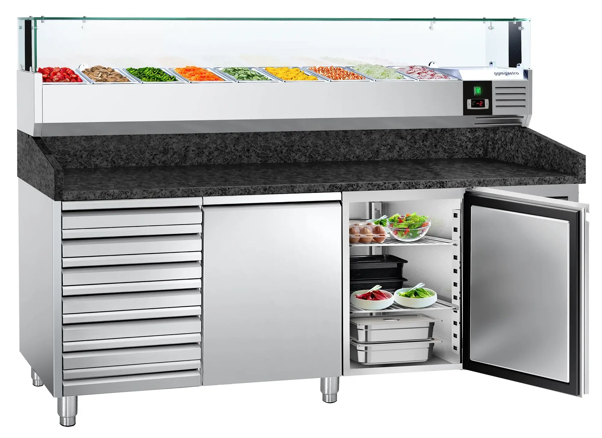 Masa frigorifica pentru pizza GGM Gastro POS208SSG#AGS204LND (Inox) - 2