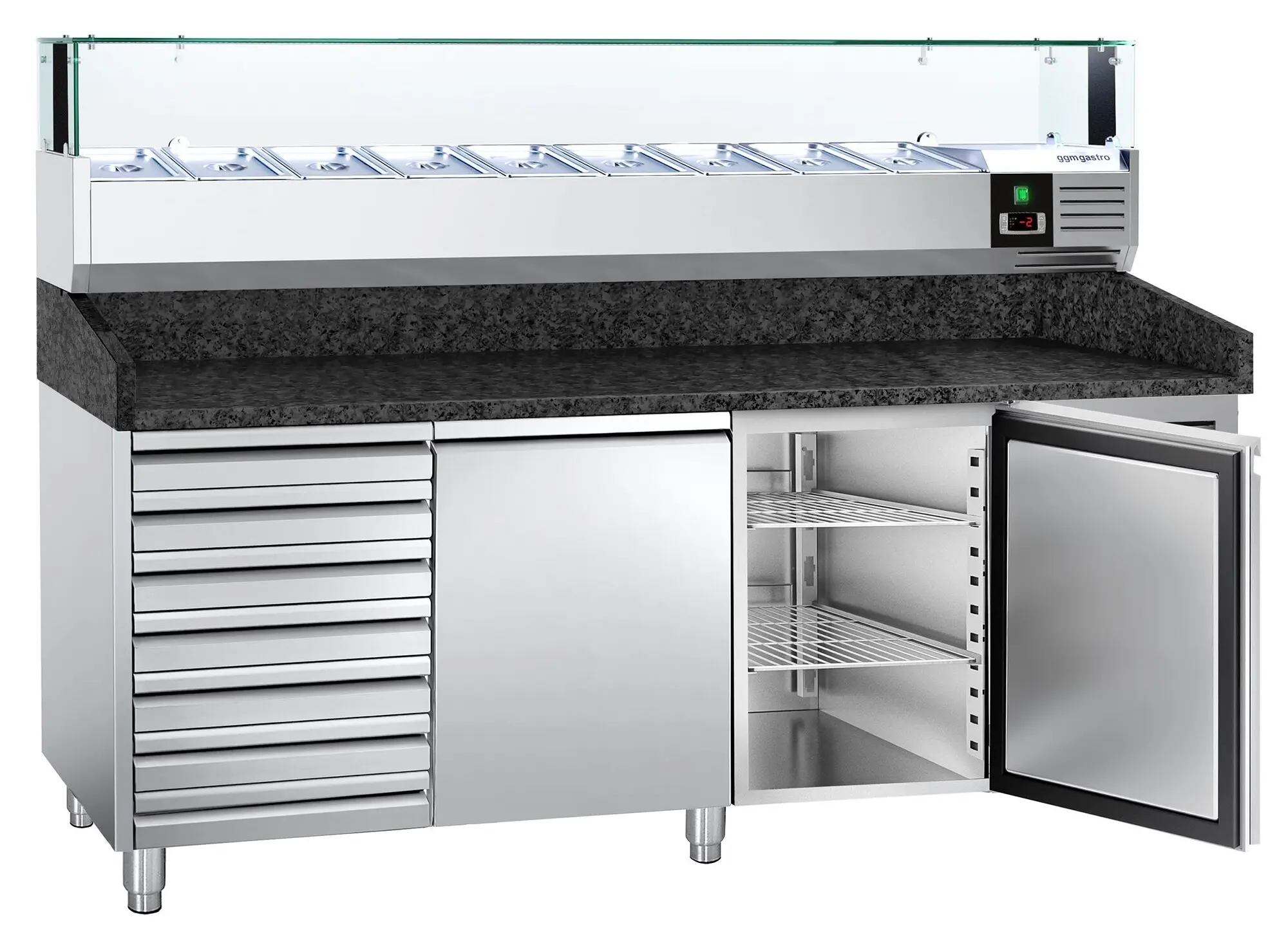 Masa frigorifica pentru pizza GGM Gastro POS208SSG#AGS204LND (Inox) - 3