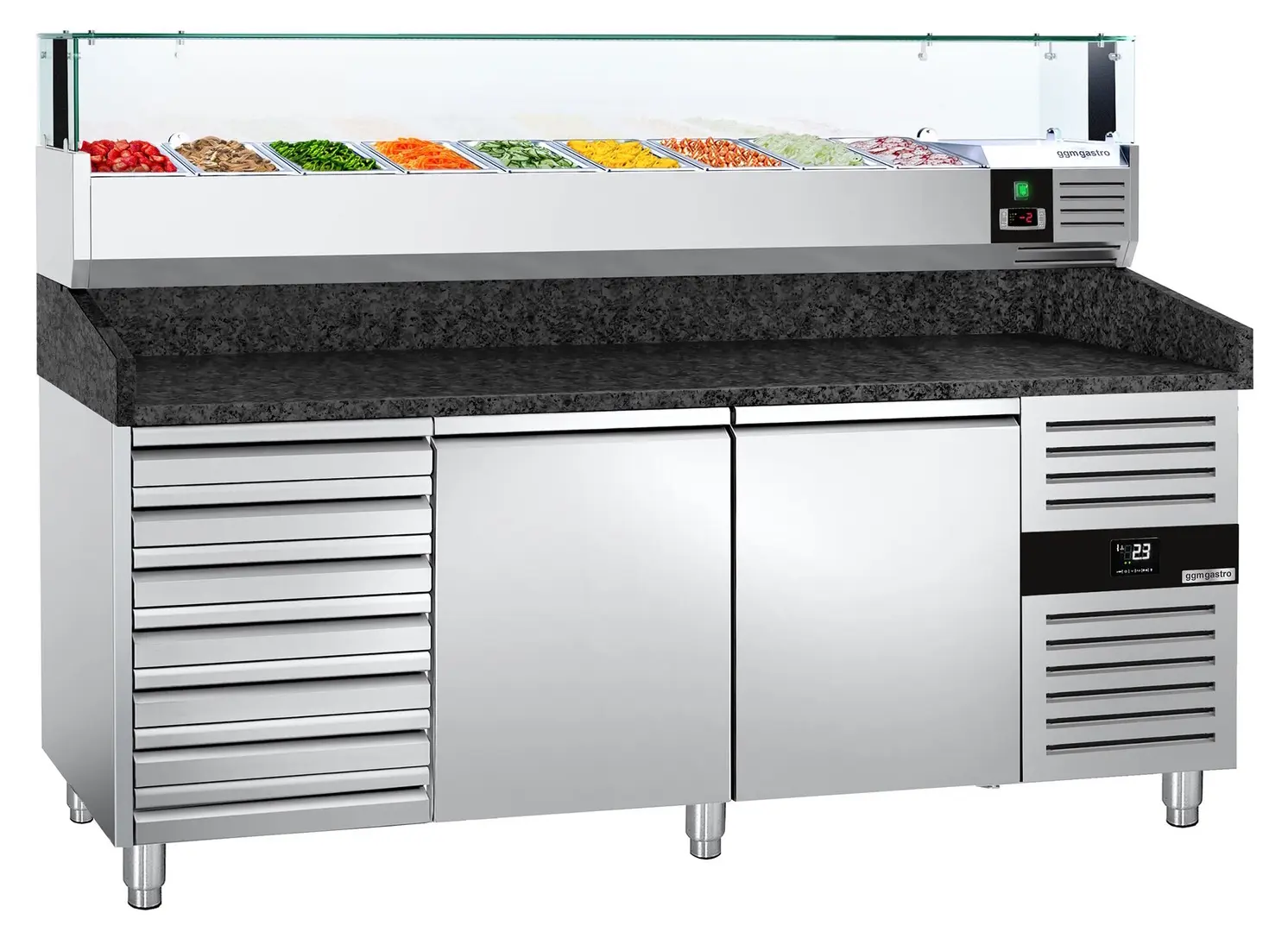 Masa frigorifica pentru pizza GGM Gastro POS208SSG#AGS204LND (Inox)