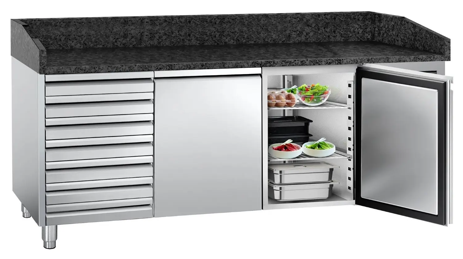 Masa frigorifica pentru pizza GGM Gastro POS208SSG (Inox) - 3