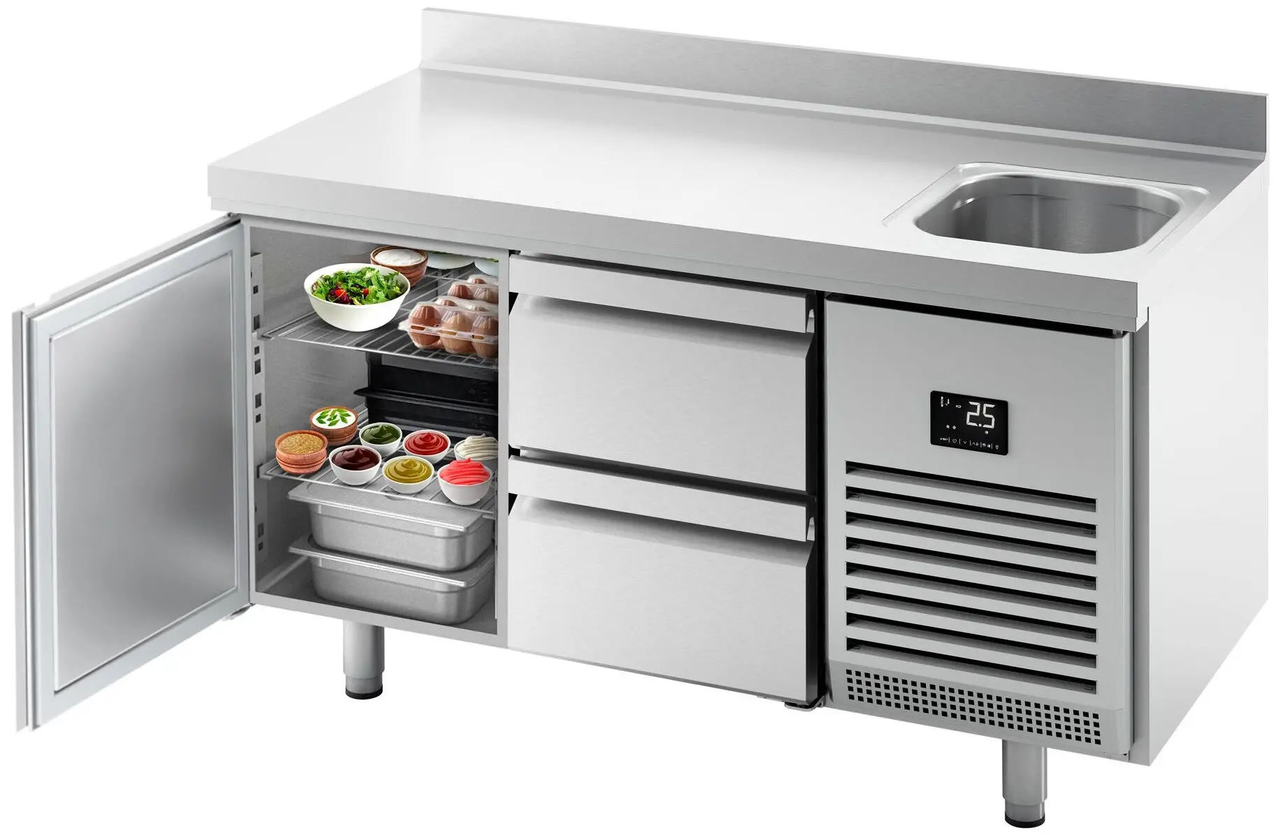 Masa frigorifica GGM Gastro KTBI156T1S1212 (Inox) - 2