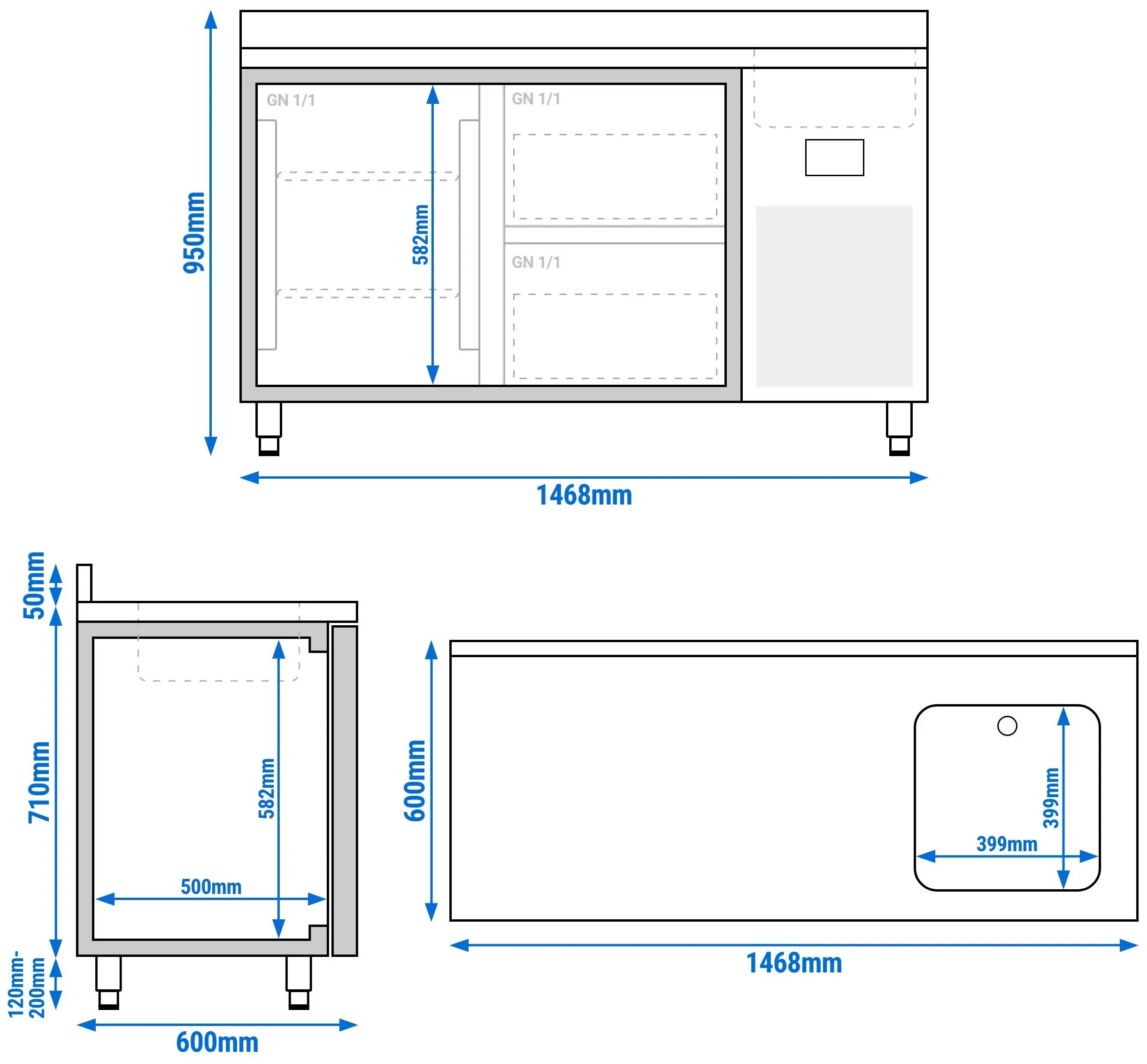 Masa frigorifica GGM Gastro KTBI156T1S1212 (Inox) - 9