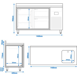 Masa frigorifica GGM Gastro KTBI156T1S2313 (Inox) Thumb