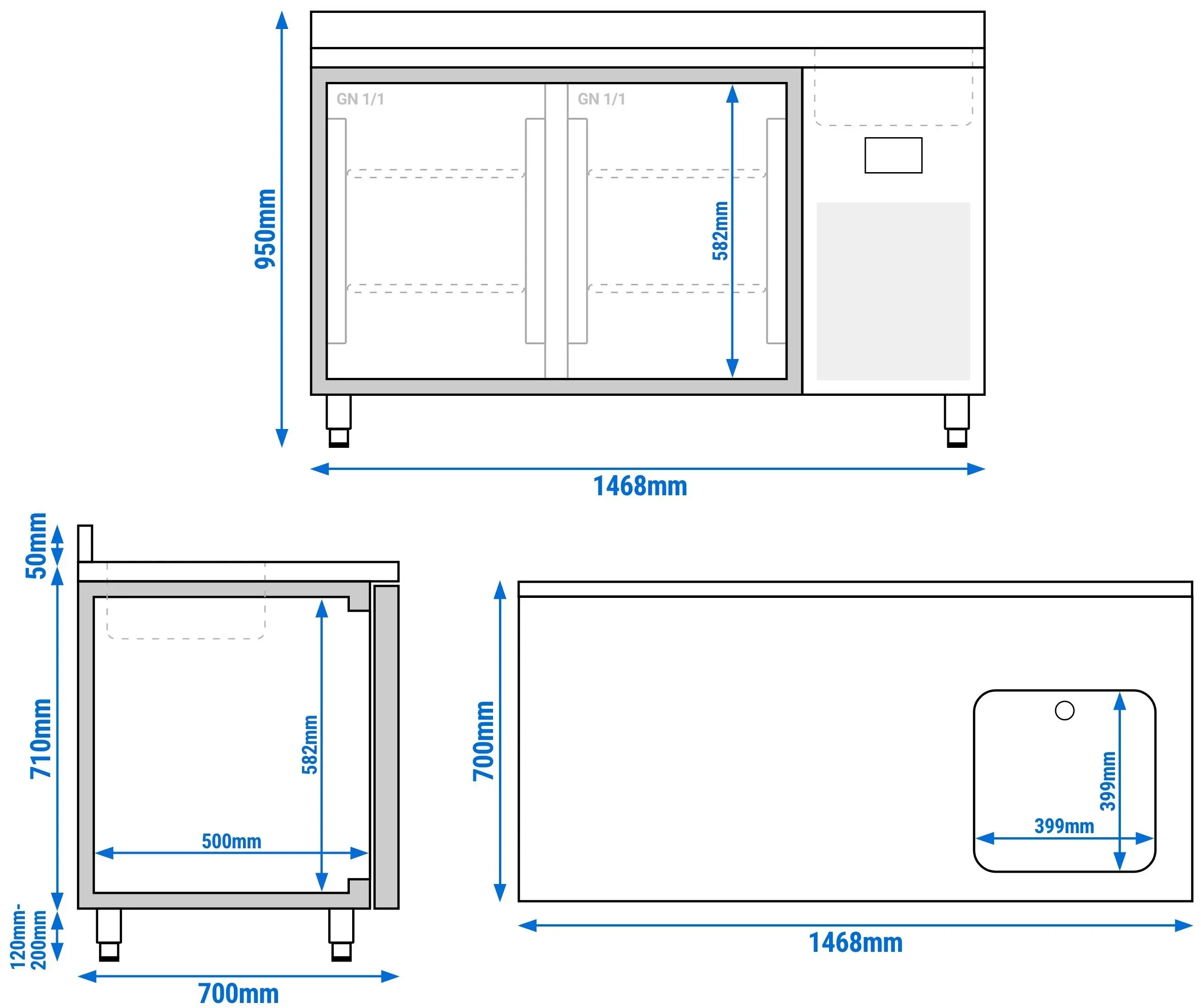 Masa frigorifica GGM Gastro KTBI157 (Inox) - 8