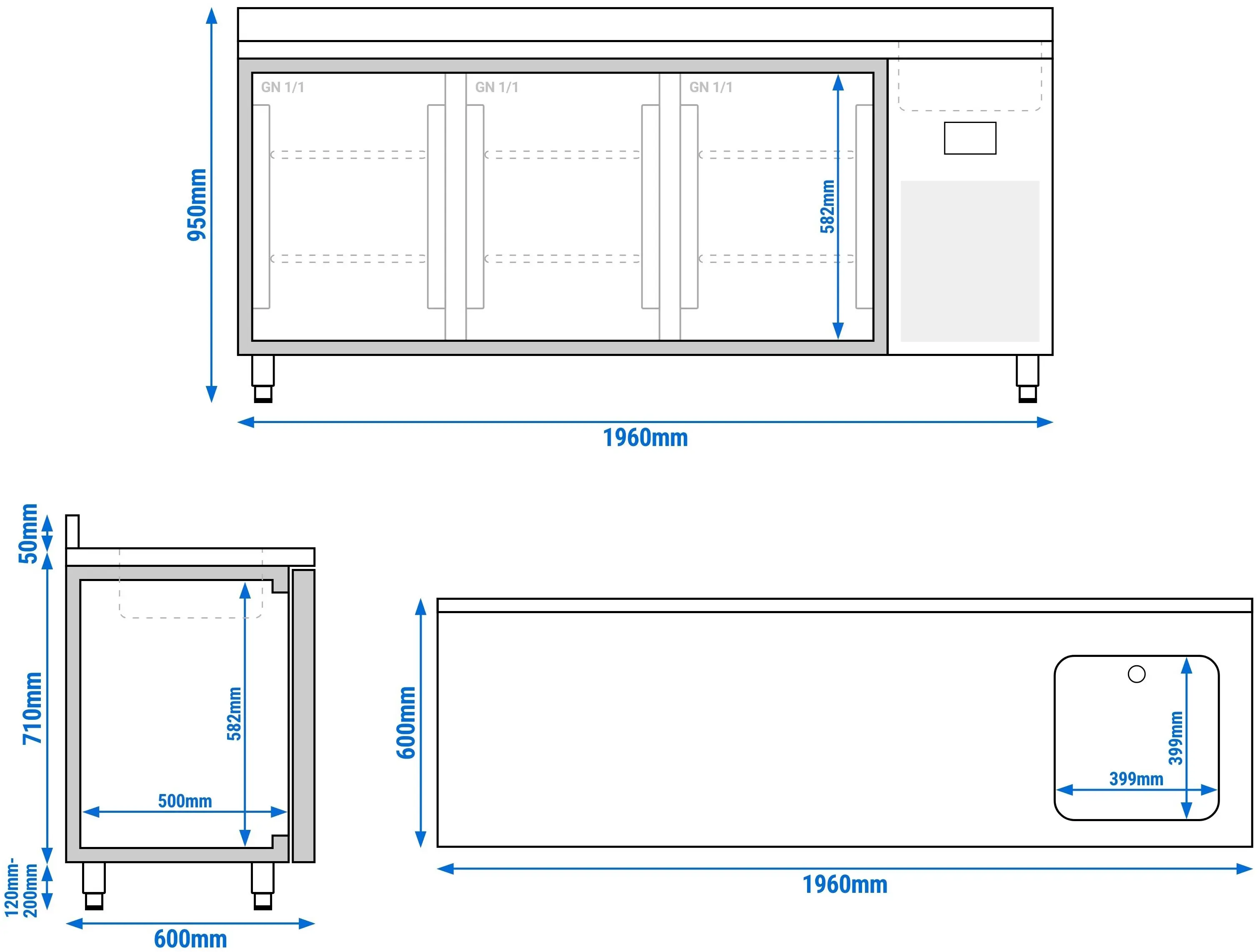 Masa frigorifica GGM Gastro KTBI206 (Inox) - 8