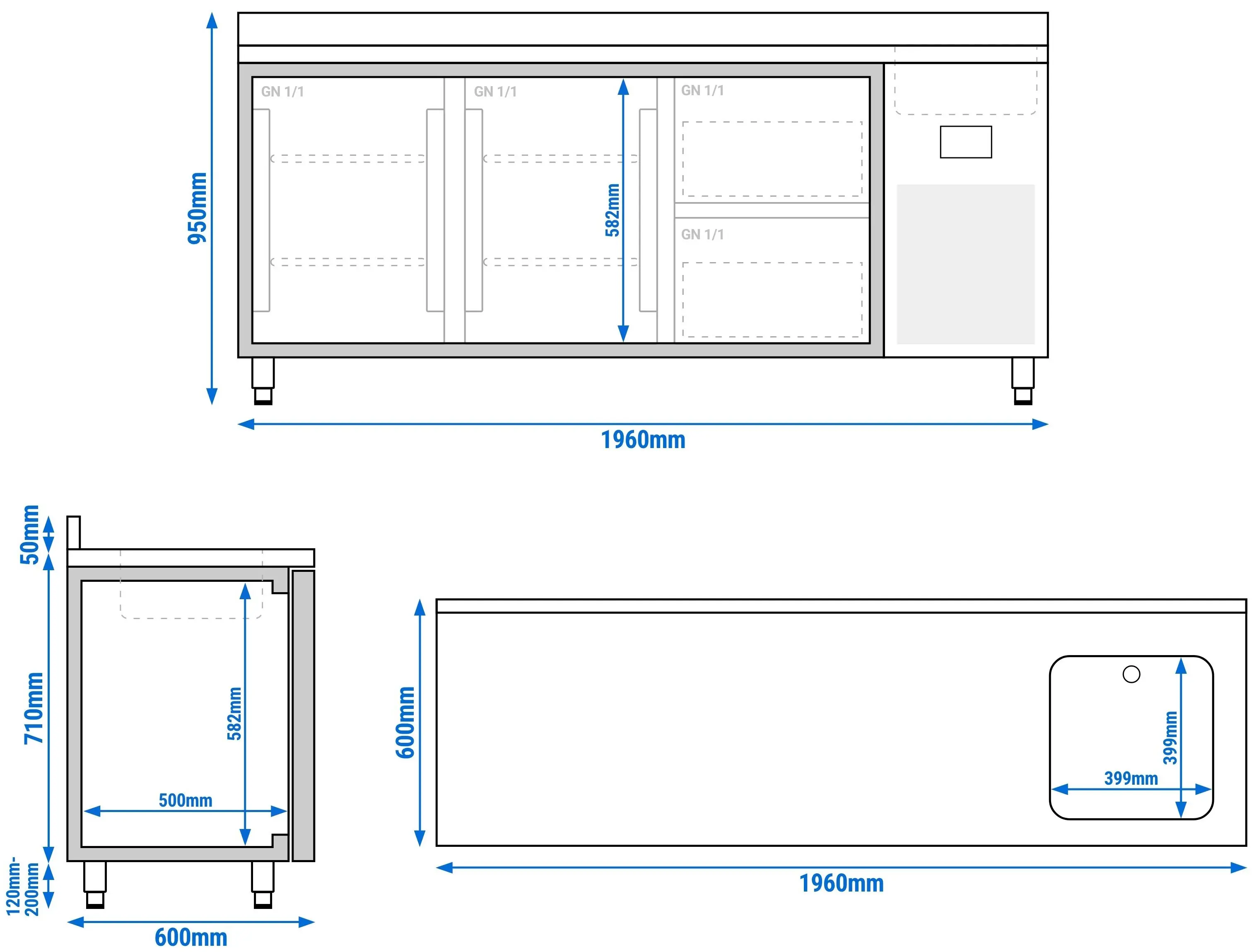 Masa frigorifica GGM Gastro KTBI206T2S1212 (Inox) - 9