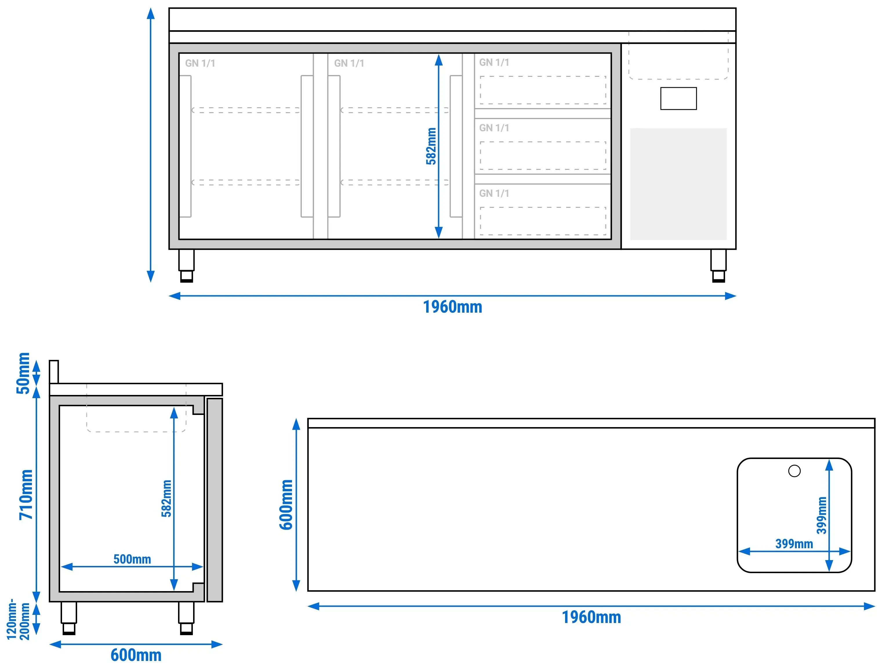 Masa frigorifica GGM Gastro KTBI206T2S1313 (Inox) - 9