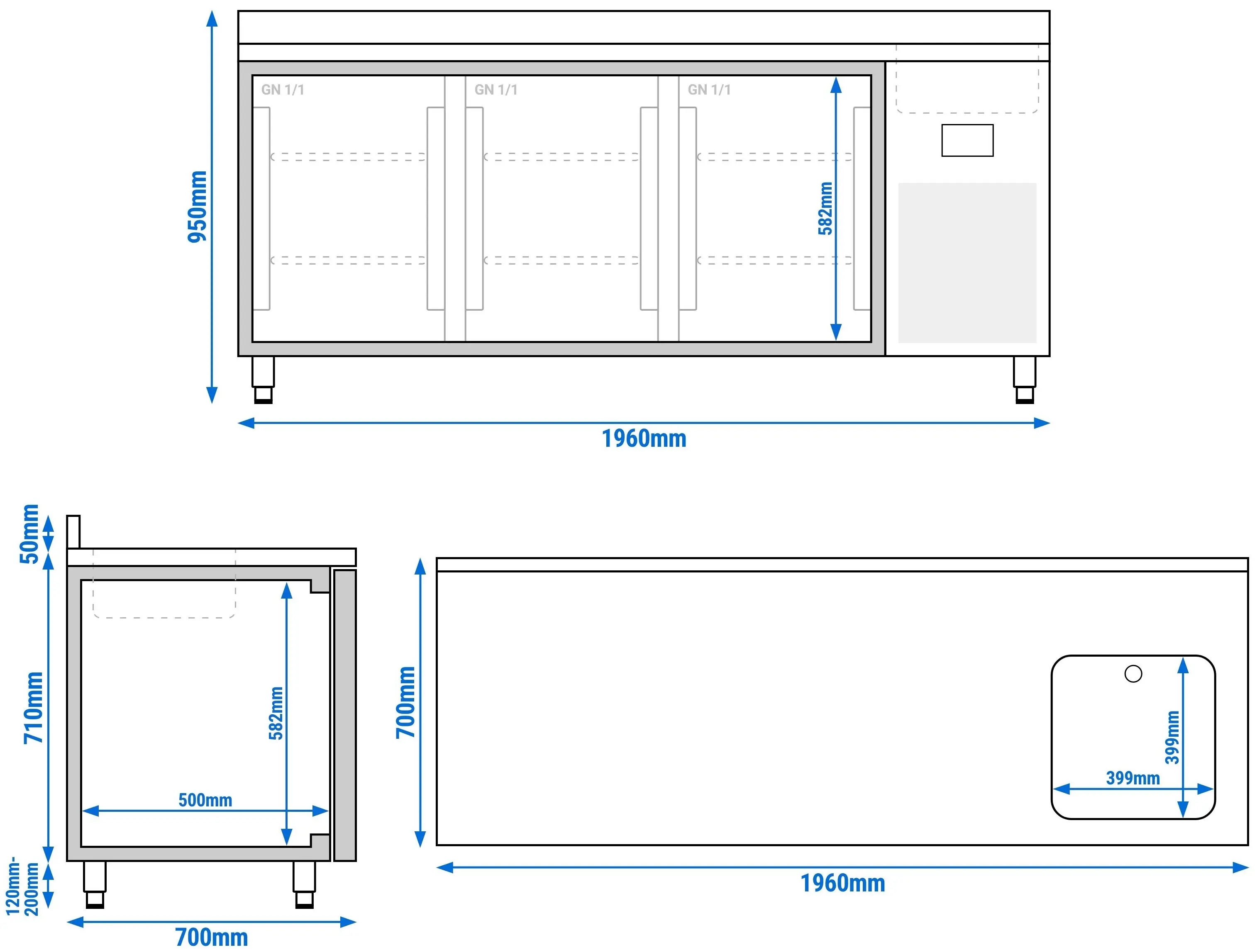 Masa frigorifica GGM Gastro KTBI207 (Inox) - 8