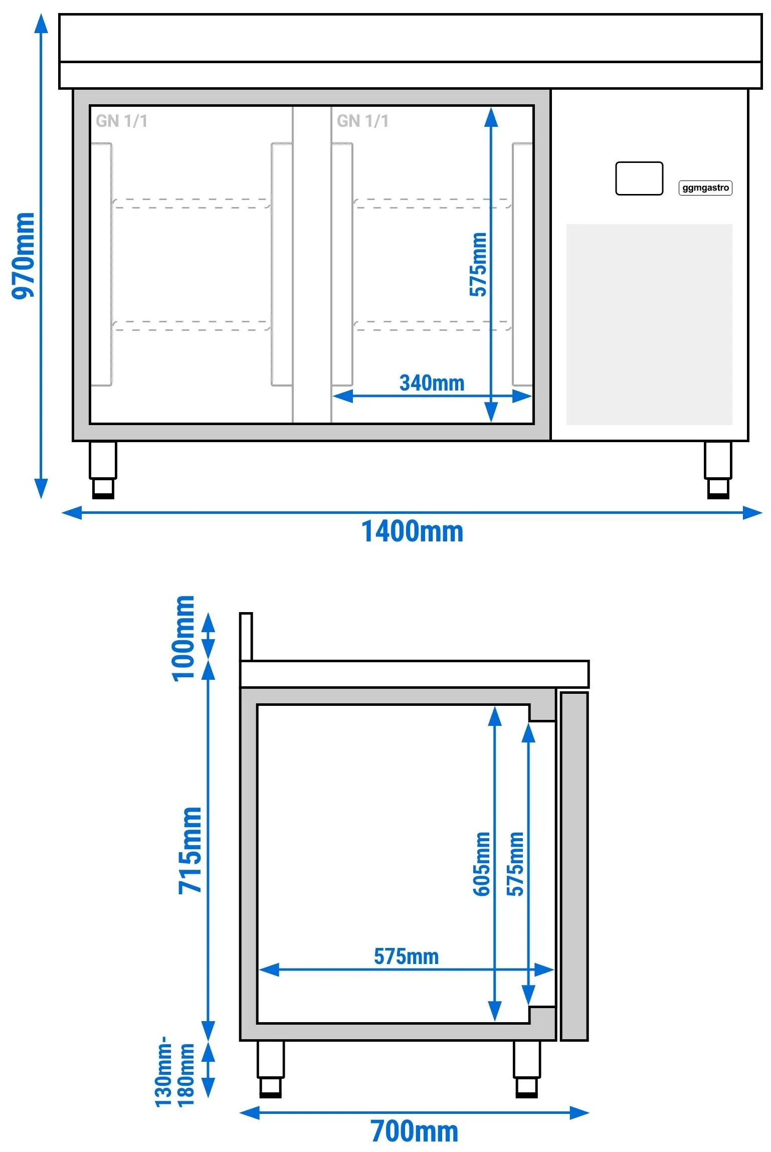 Masa frigorifica GGM Gastro KTF147AND-EF#2G (Inox) - 9