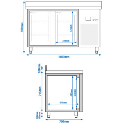 Masa frigorifica GGM Gastro KTF147AND2T-EF (Inox) Thumb