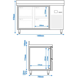 Masa frigorifica GGM Gastro KTF147AND4S-EF (Inox) Thumb