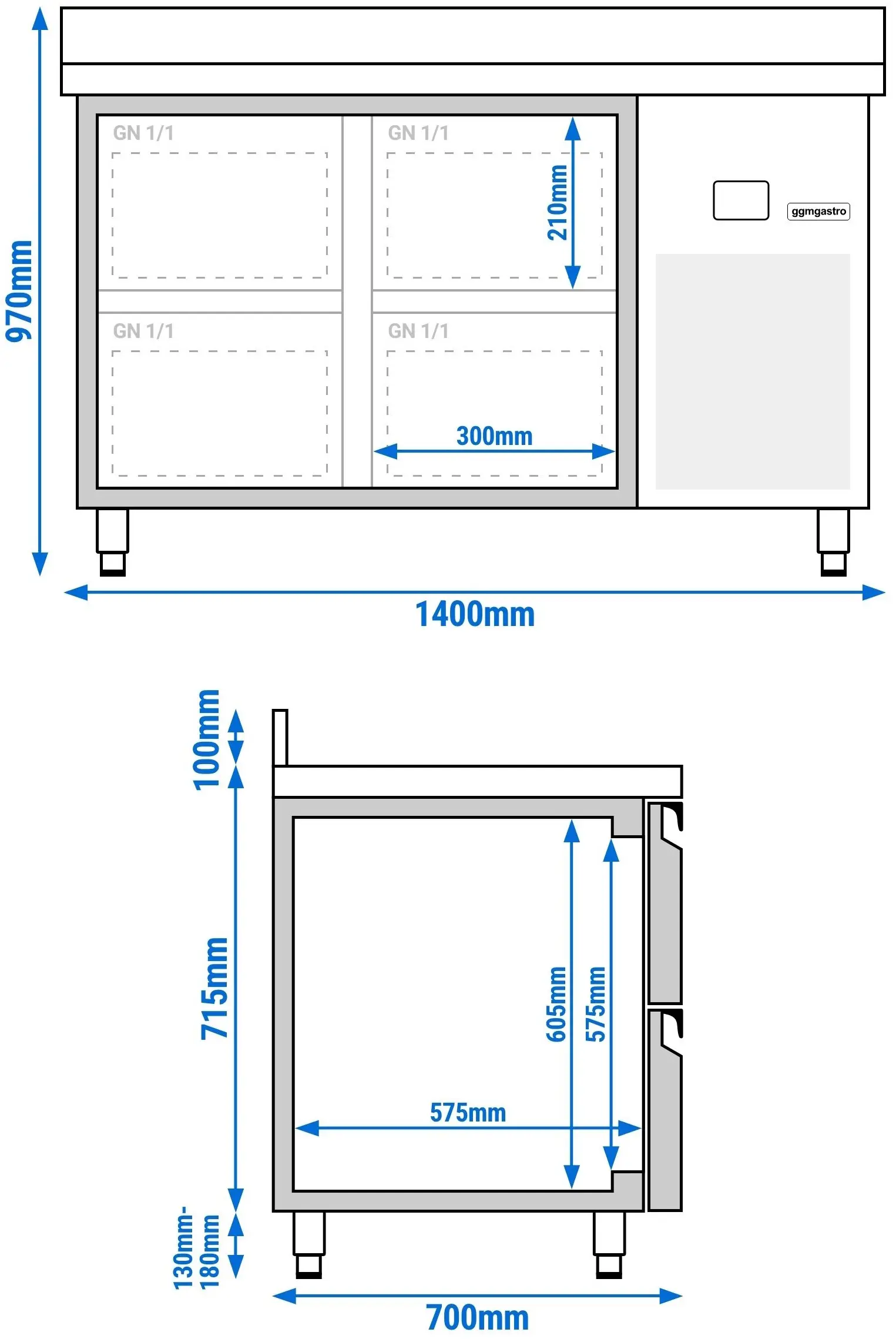 Masa frigorifica GGM Gastro KTF147AND4S-EF (Inox) - 10