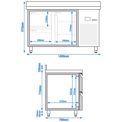 Masa frigorifica GGM Gastro KTF147ANDT2S-EF (Inox) Thumb