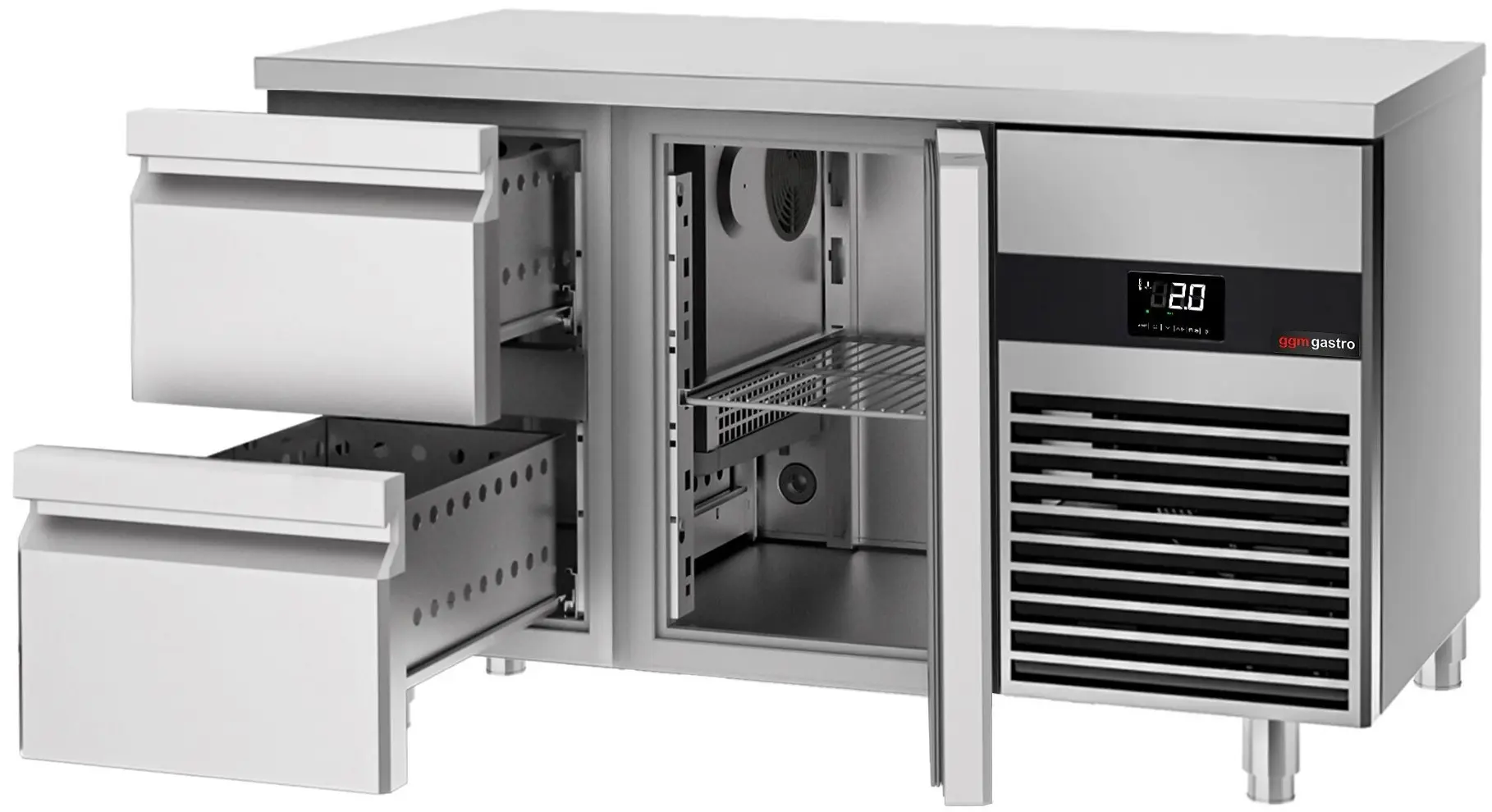 Masa frigorifica GGM Gastro KTF147ND-EF#1T#2S#SBG (Inox/Green) - 3