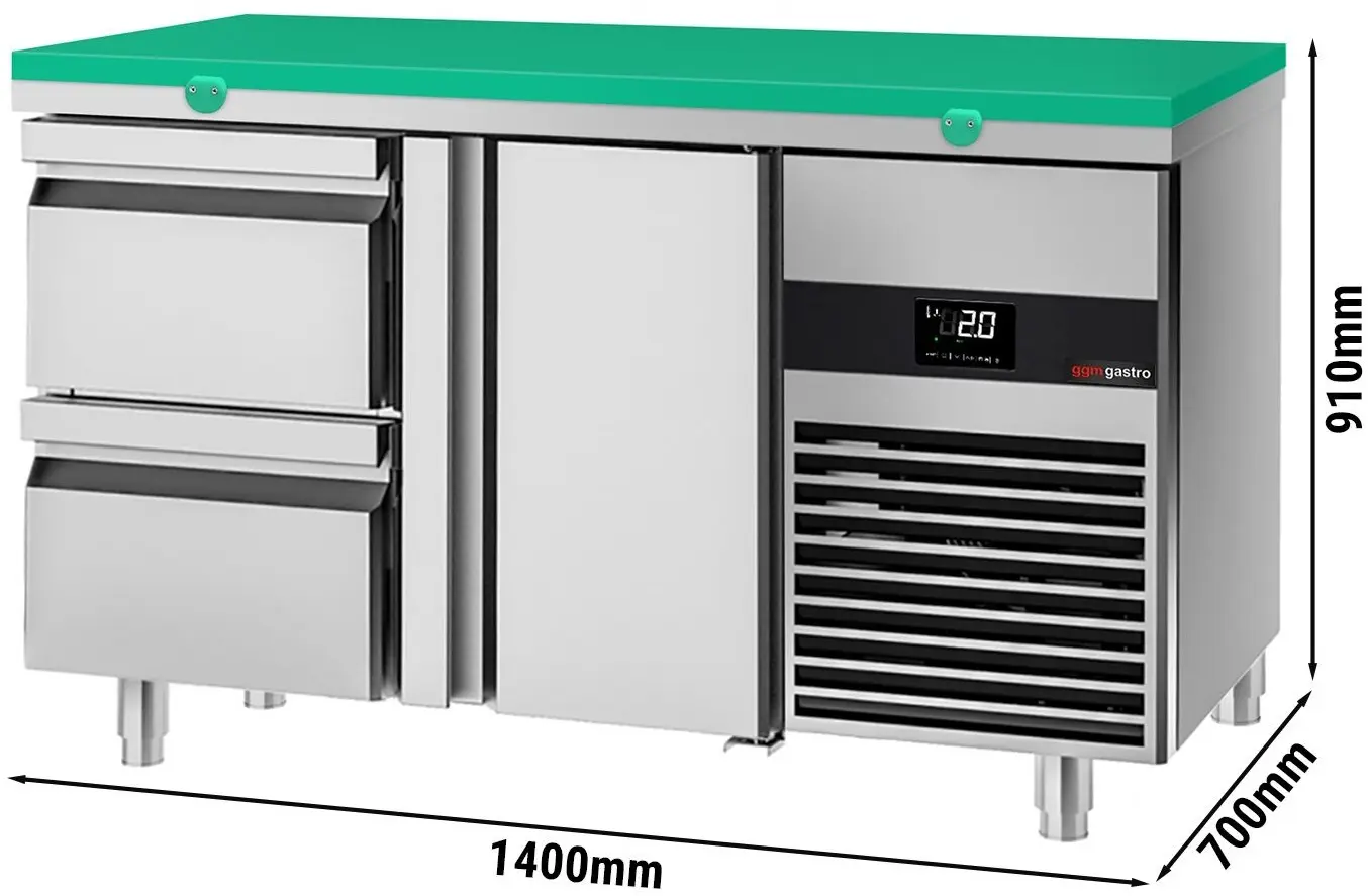 Masa frigorifica GGM Gastro KTF147ND-EF#1T#2S#SBG (Inox/Green) - 10