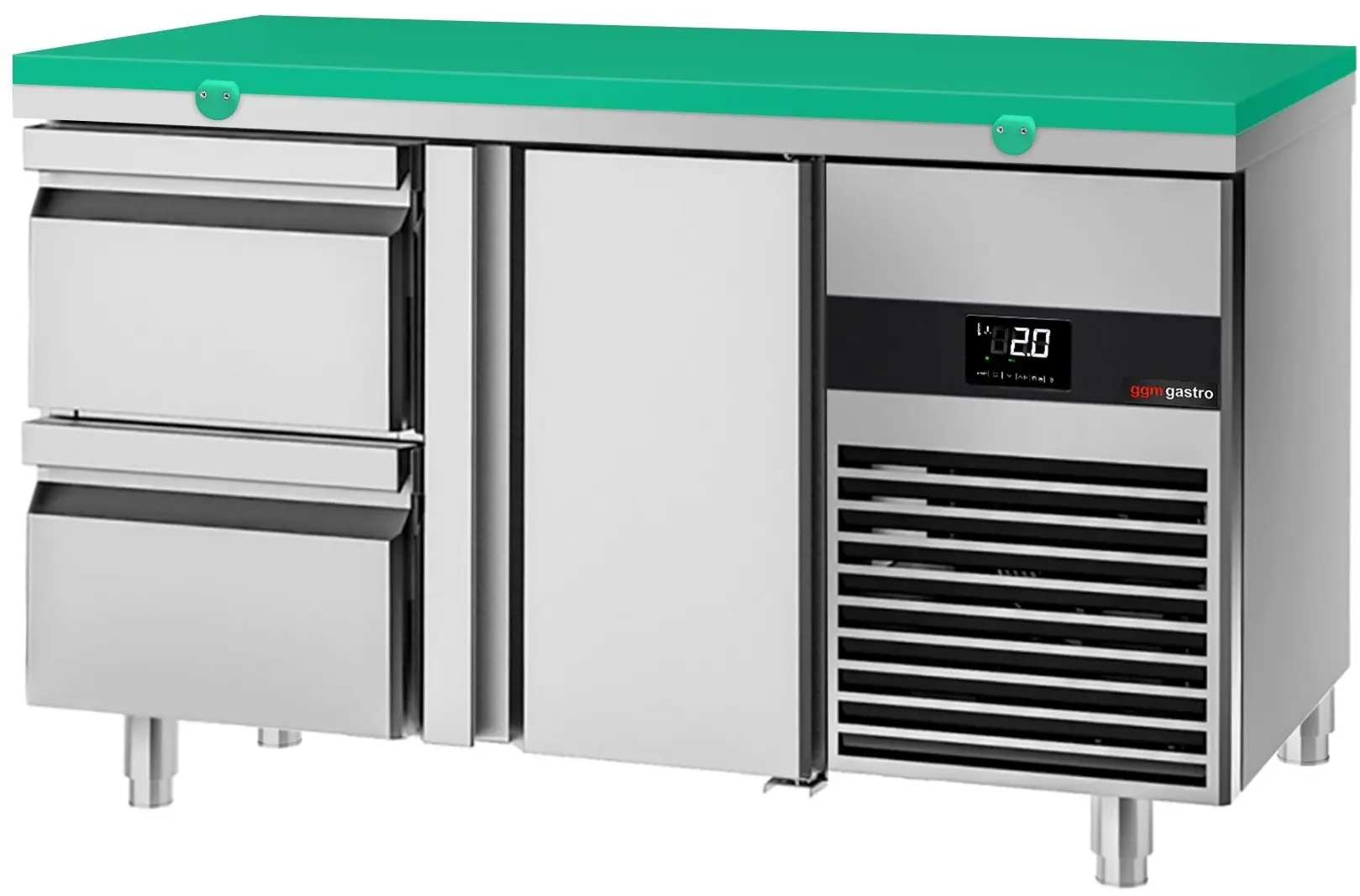 Masa frigorifica GGM Gastro KTF147ND-EF#1T#2S#SBG (Inox/Green)