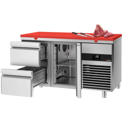 Masa frigorifica GGM Gastro KTF147ND-EF#1T#2S#SBR (Inox/Red) Thumb