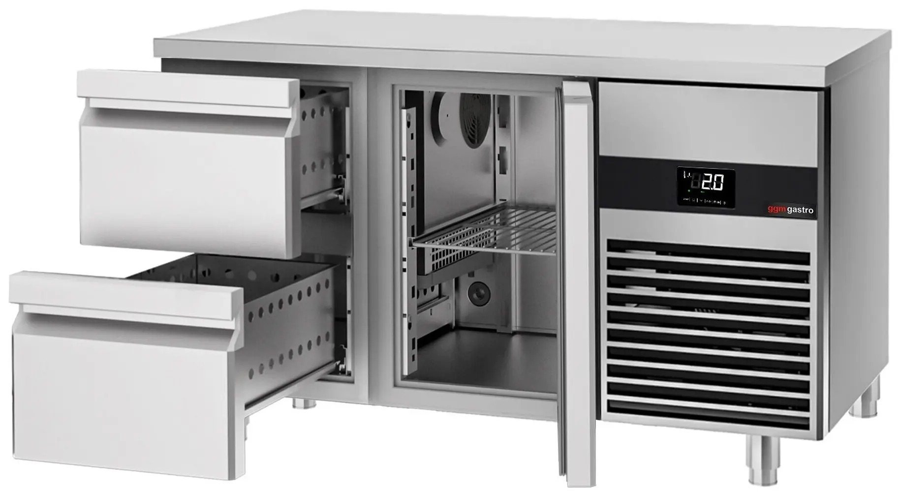 Masa frigorifica GGM Gastro KTF147ND-EF#1T#2S#SBR (Inox/Red) - 3