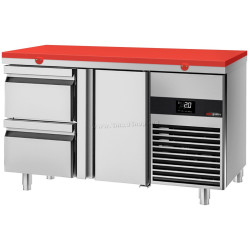 Masa frigorifica GGM Gastro KTF147ND-EF#1T#2S#SBR (Inox/Red)