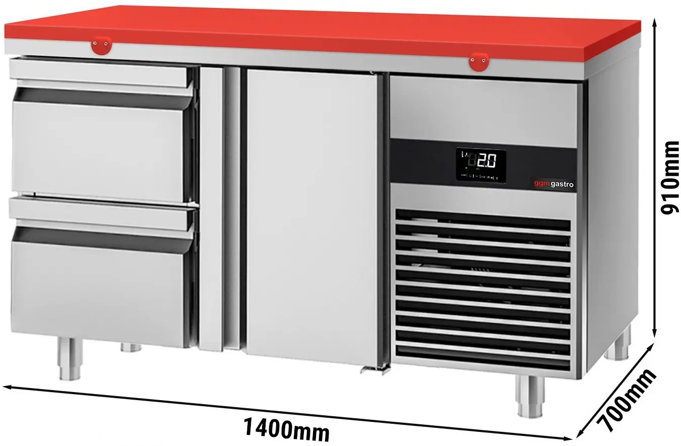 Masa frigorifica GGM Gastro KTF147ND-EF#1T#2S#SBR (Inox/Red) - 10