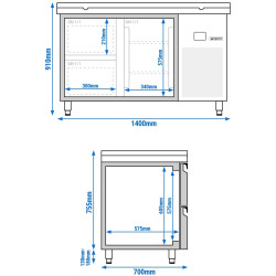 Masa frigorifica GGM Gastro KTF147ND-EF#1T#2S#SBW (Inox/White) Thumb