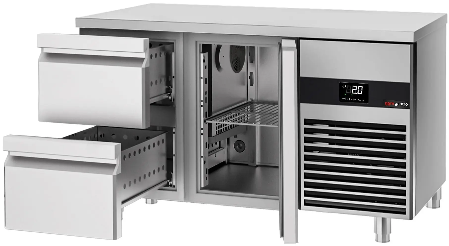 Masa frigorifica GGM Gastro KTF147ND-EF#1T#2S#SBW (Inox/White) - 3