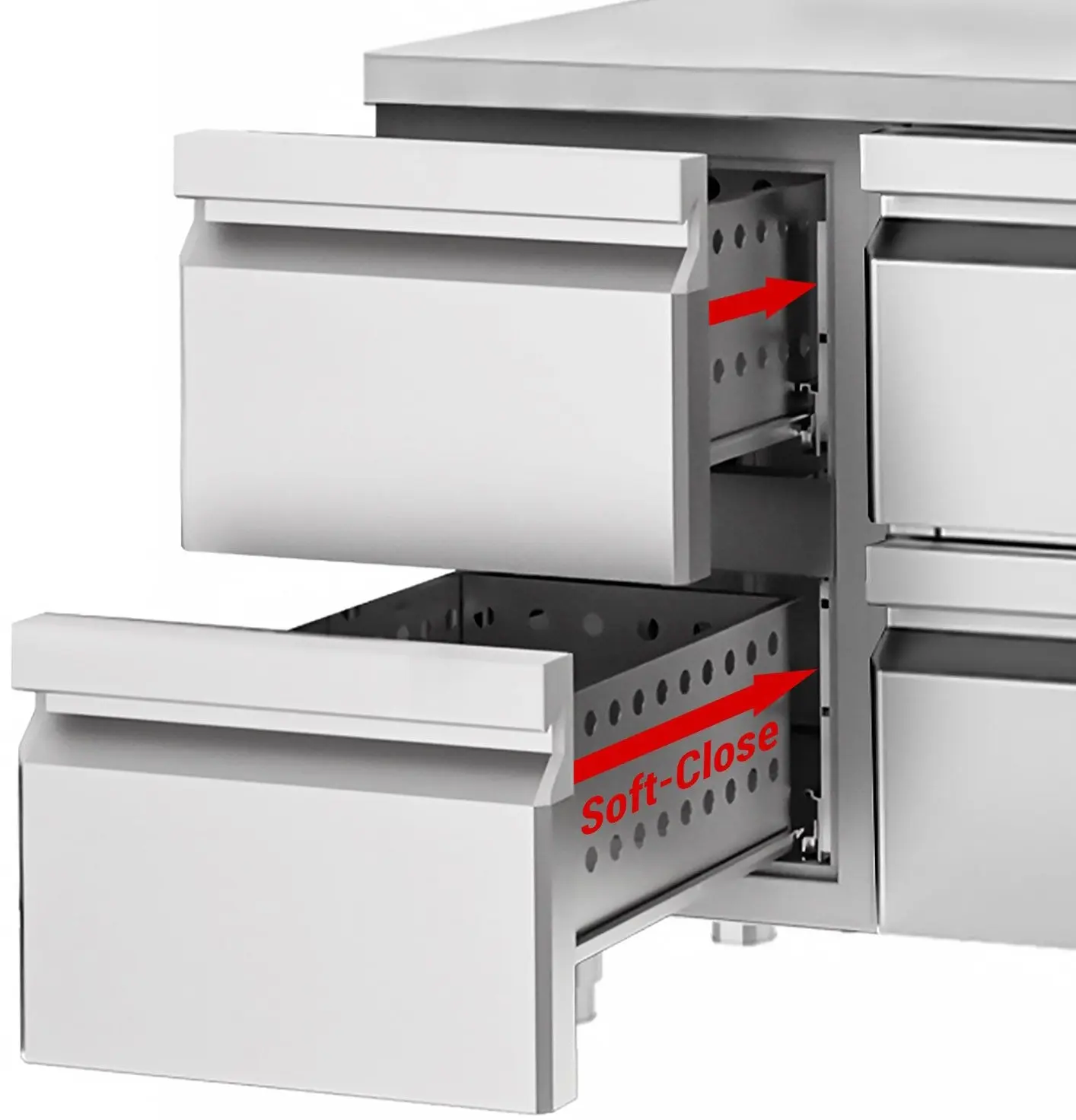 Masa frigorifica GGM Gastro KTF147ND-EF#1T#2S#SBW (Inox/White) - 4